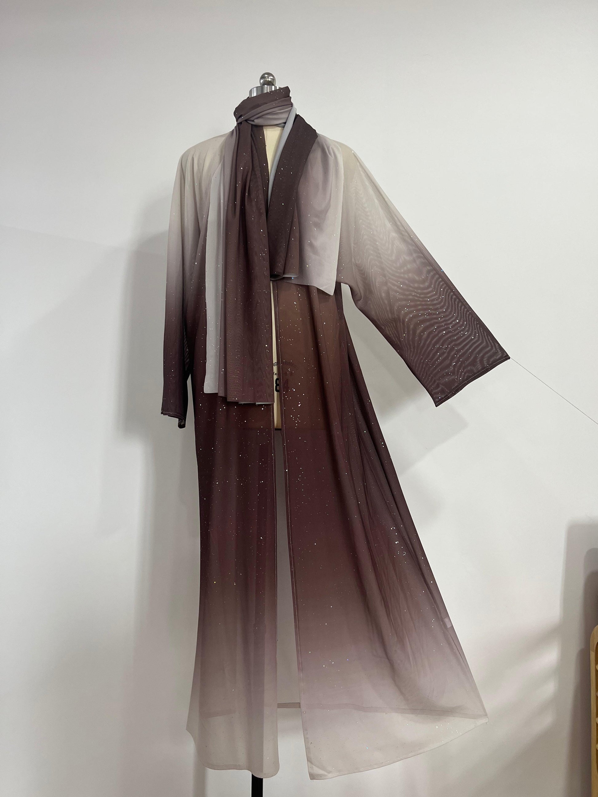 Brown Ombre Open Abaya with Hijab | Eolante Clothing