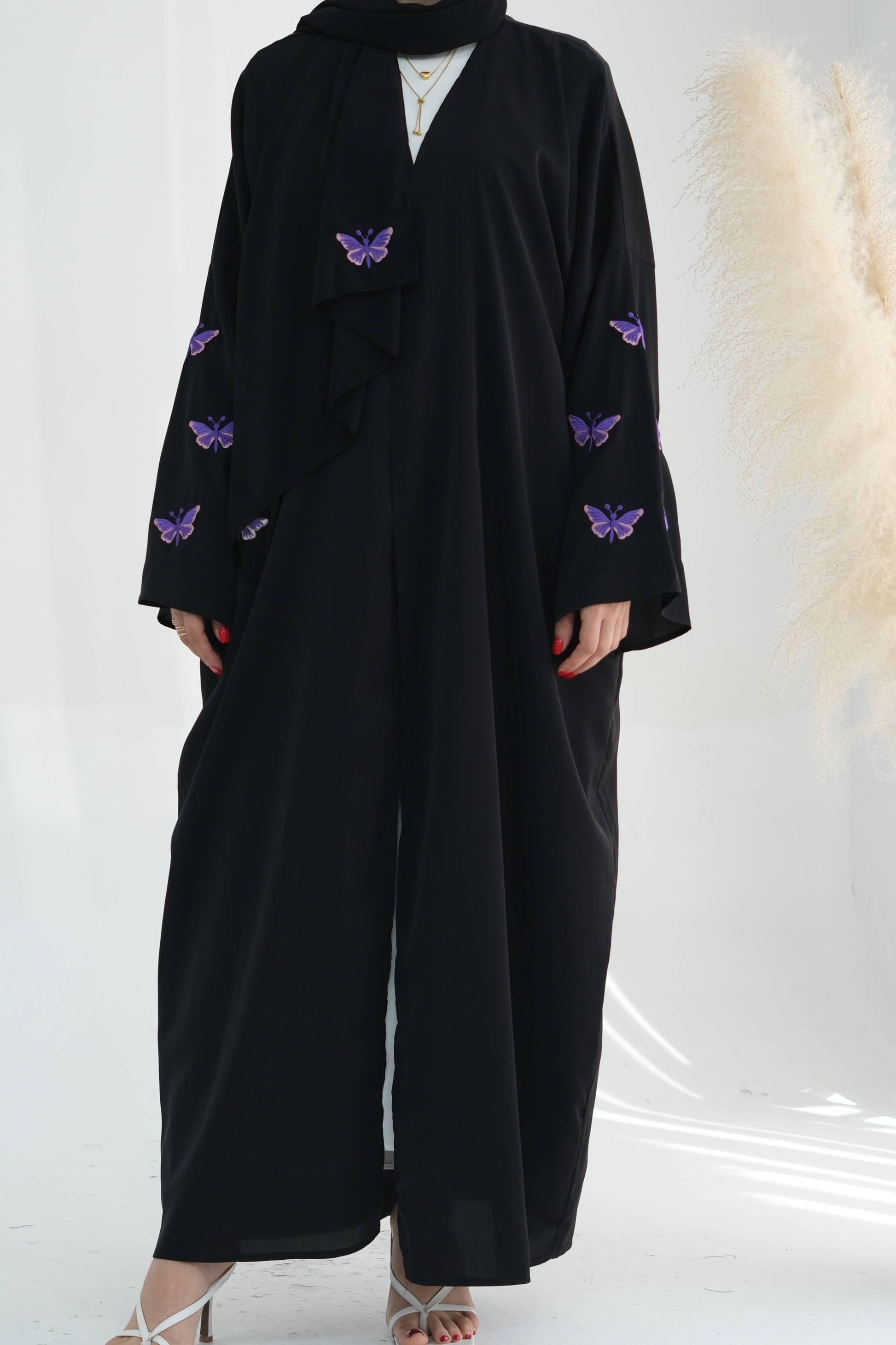 Black Purple Islamic Wear with Butterfly Design | Eolante Clothing 