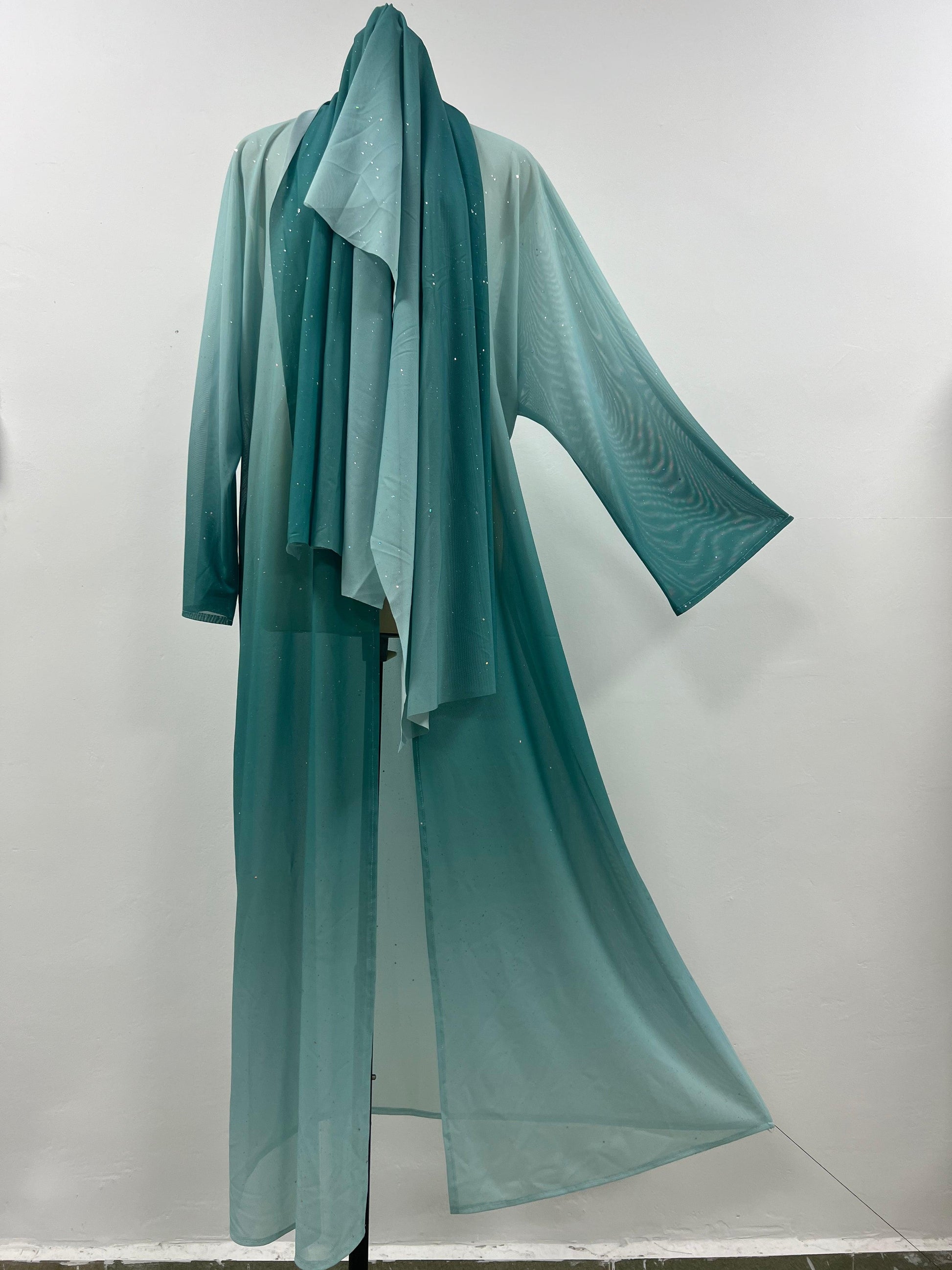 Green Ombre Open Abaya with Hijab | Eolante Clothing