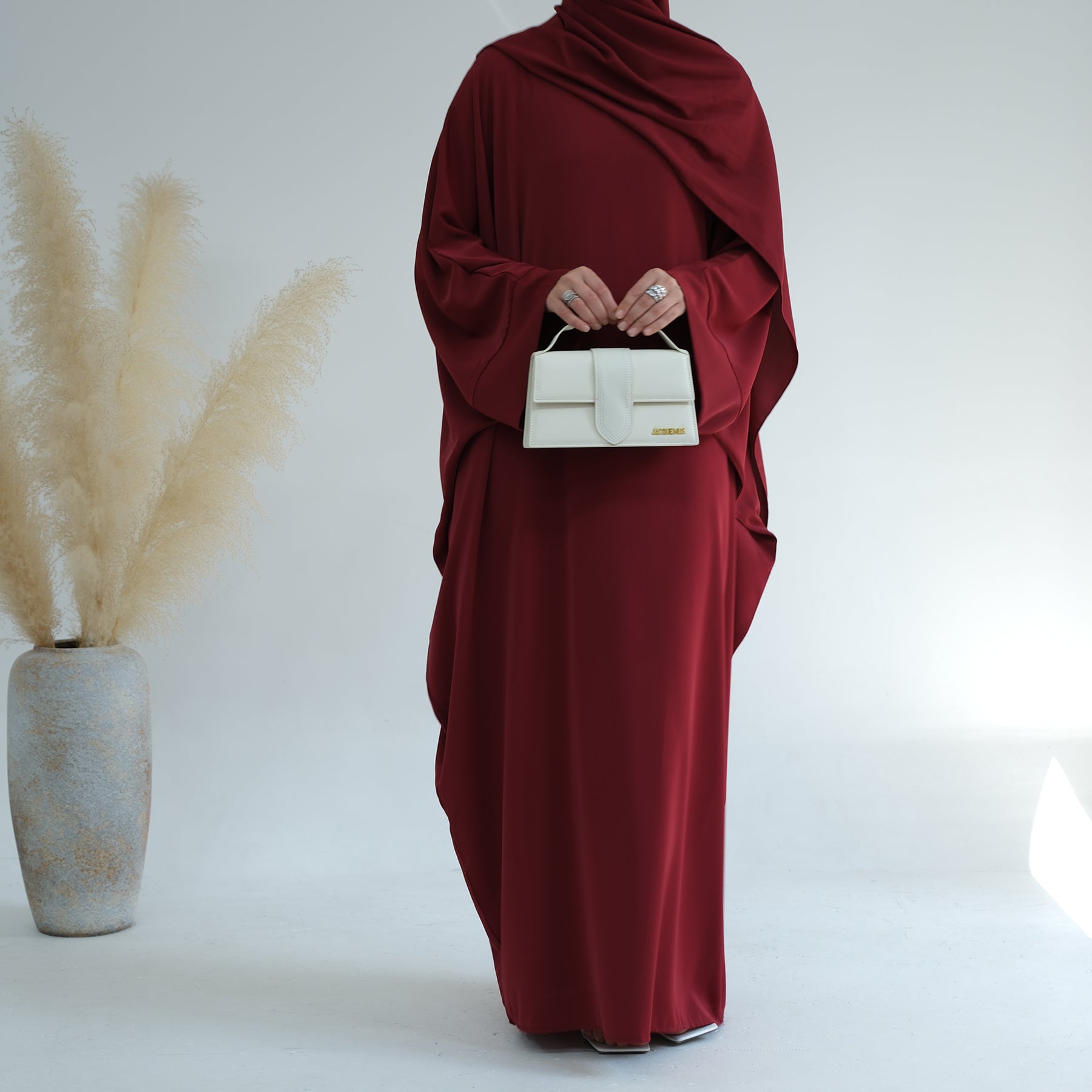 Maxi Dress Abaya in Wine Red | Eolante Clothing 