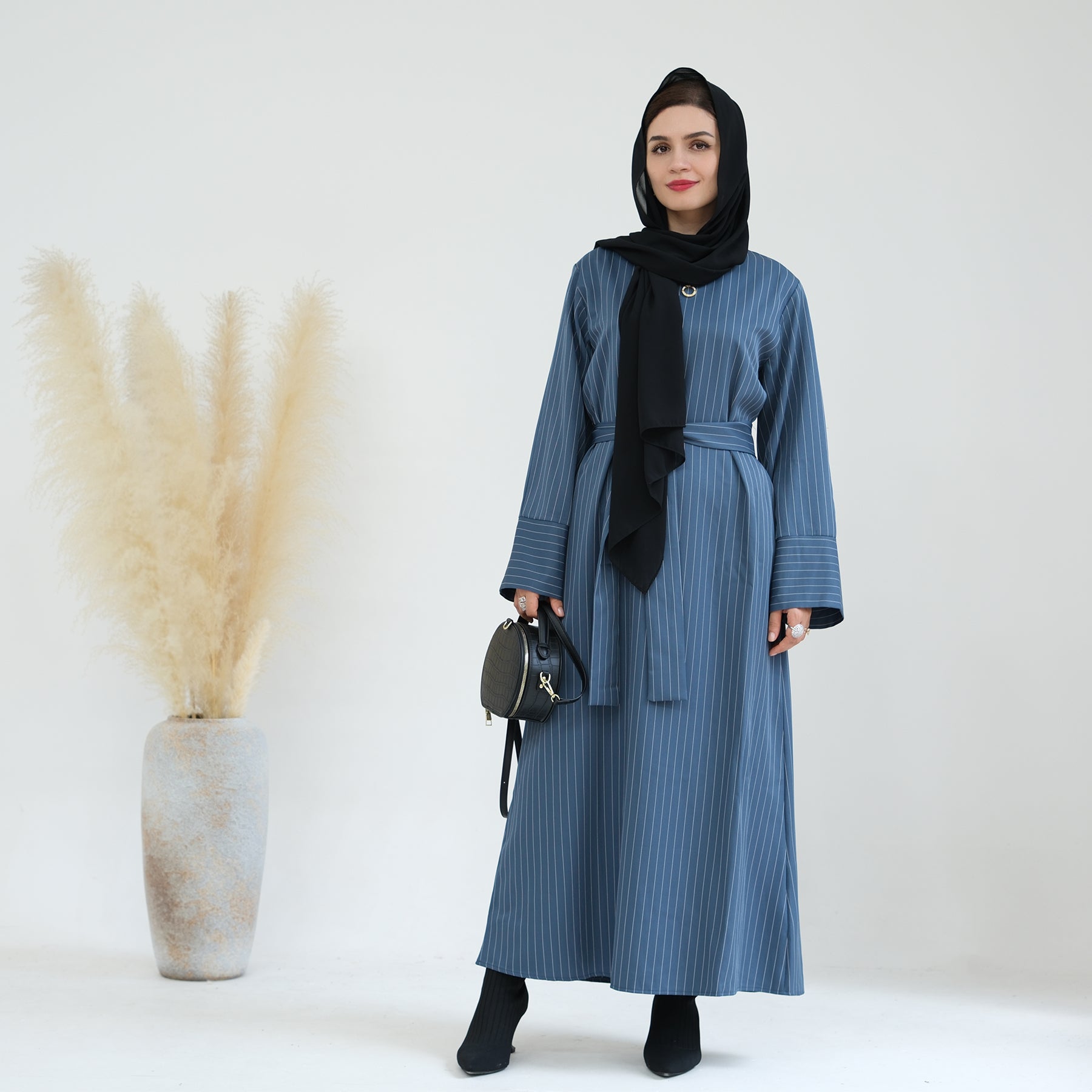 Striped Abaya Dress & Belt | Eolante Clothing 