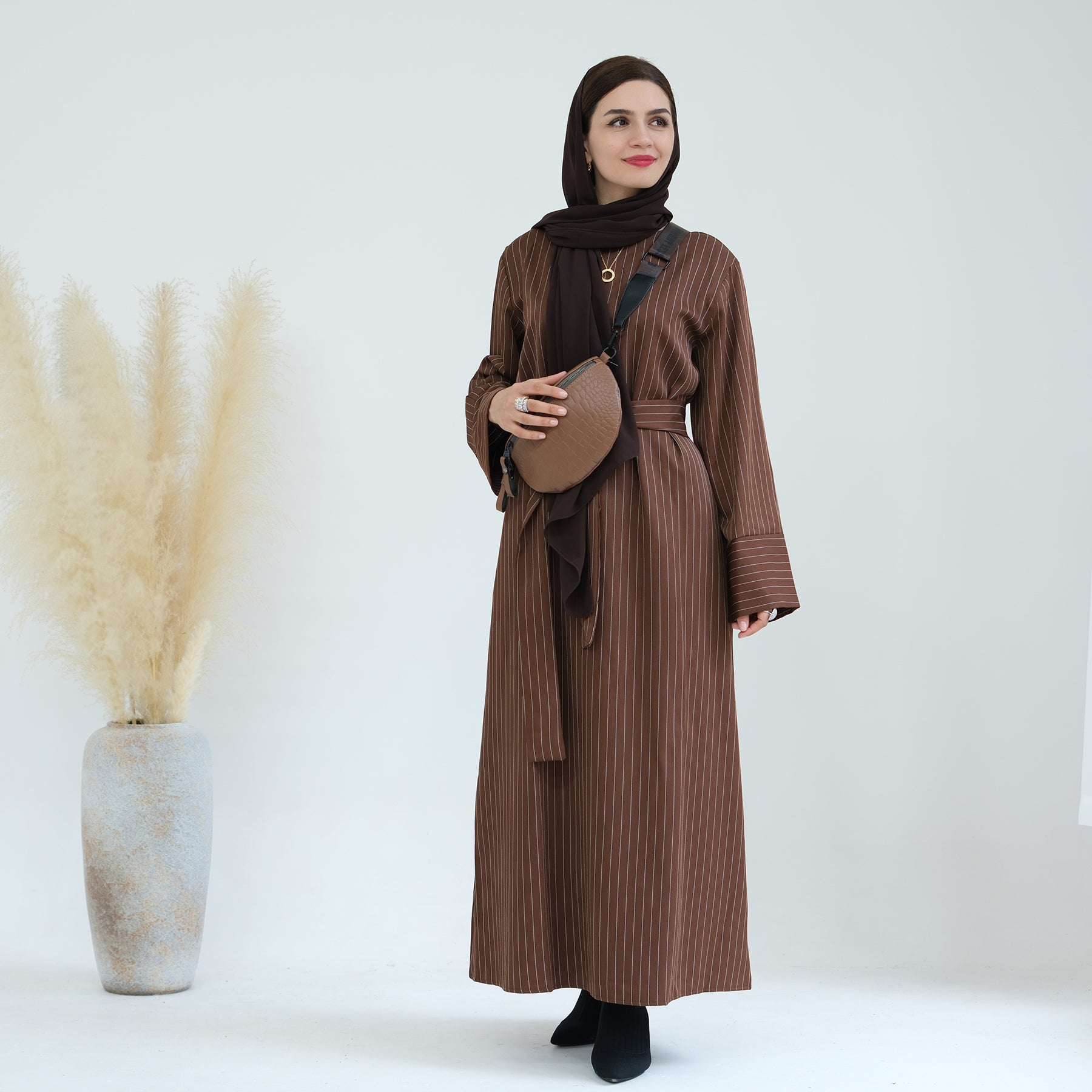 Striped Maxi Abaya | Eolante Clothing 