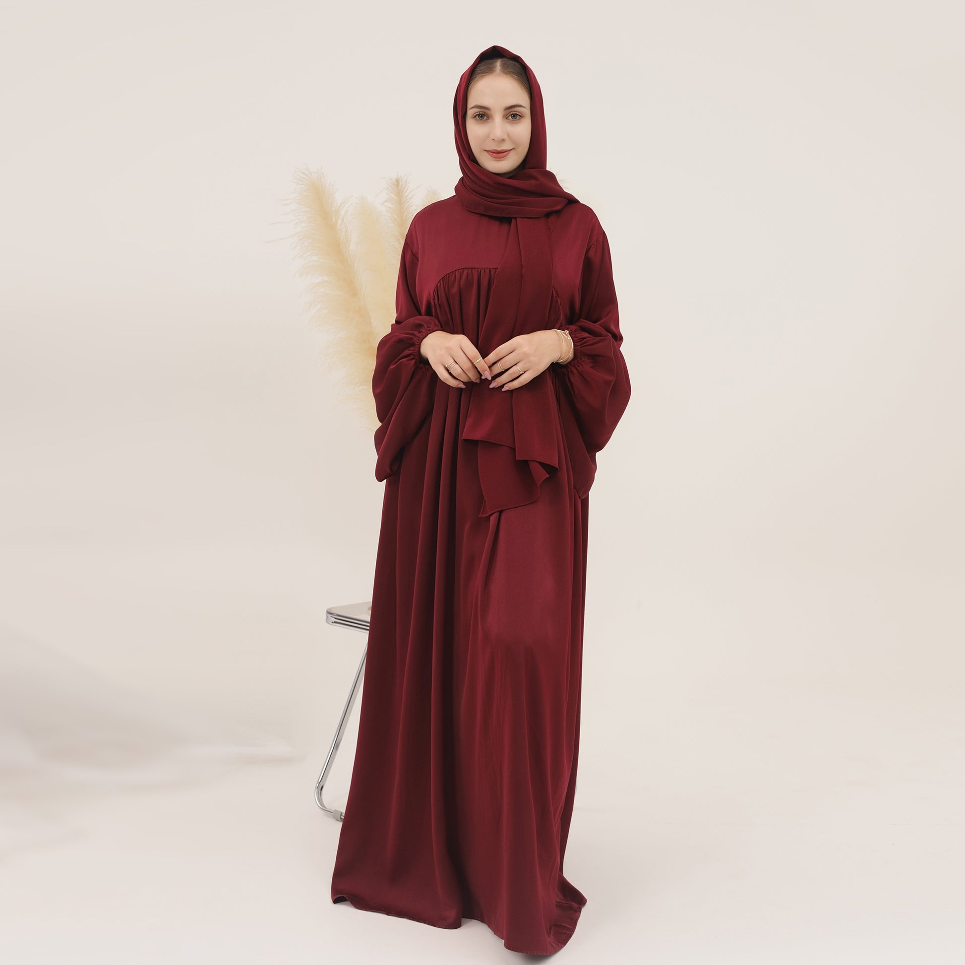 Maroon Oversized Maxi Abaya | Eolante Clothing 