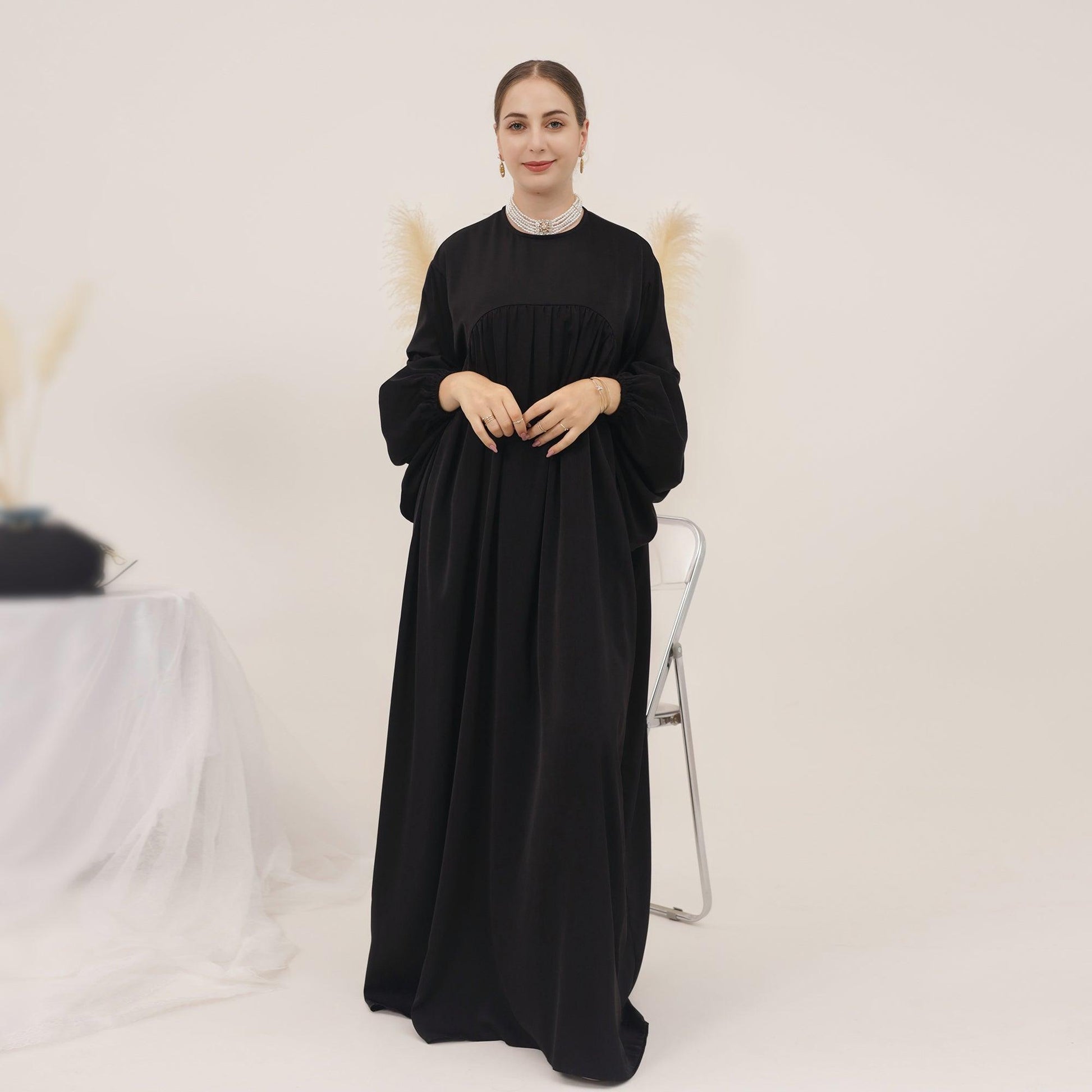 Black Oversized Abaya Maxi Dress | Eolante Clothing 