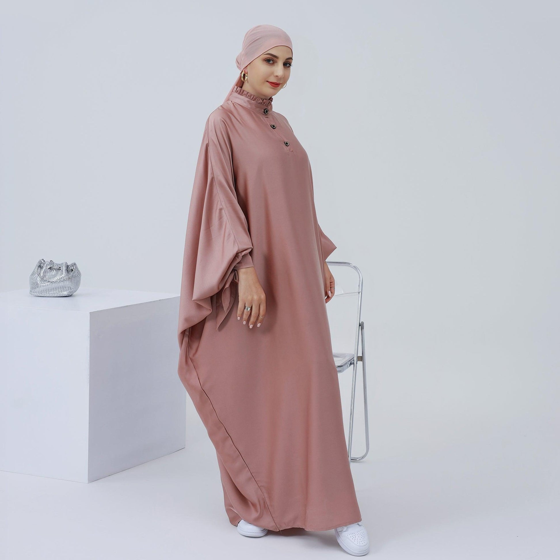 Coral Pink Oversized Abaya Dress | Eolante Clothing 