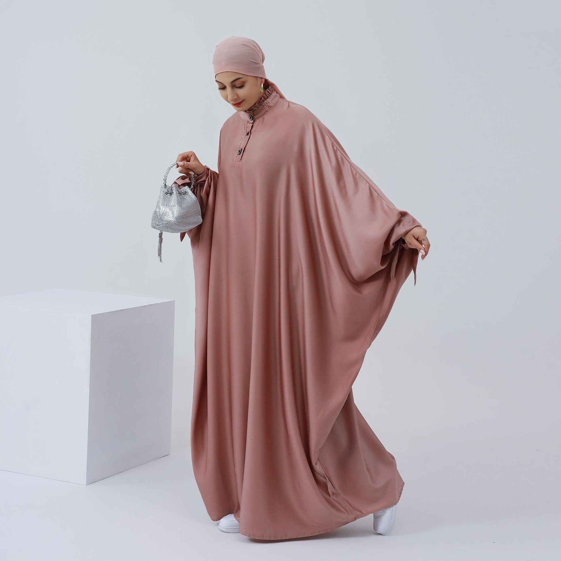 Maxi Dress Abaya in Coral Pink | Eolante Clothing 