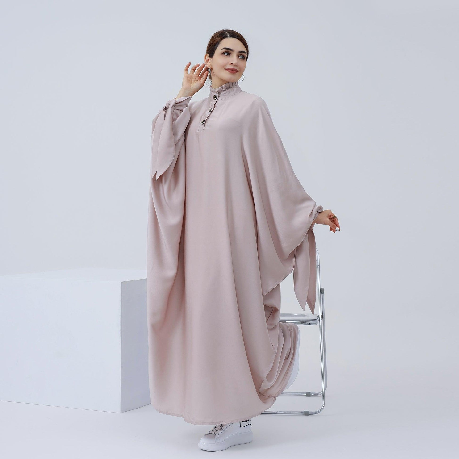 Oversized Batwing Maxi Abaya in Misty Rose | Eolante Clothing 