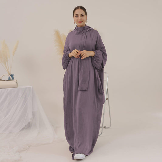 Casual Abaya with Headscarf in Purple | Eolante Clothing 