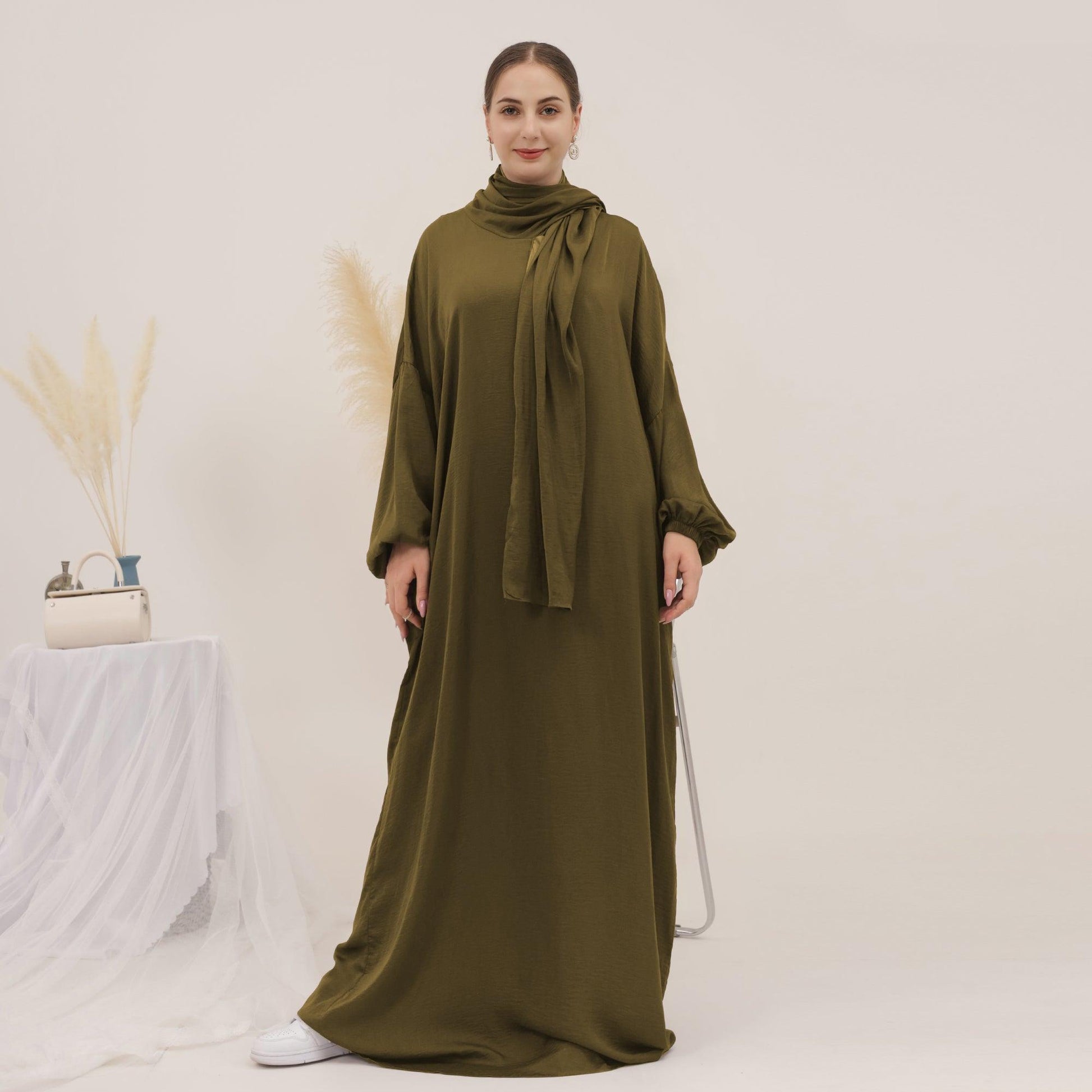 Army Green Casual Abaya | Eolante Clothing 