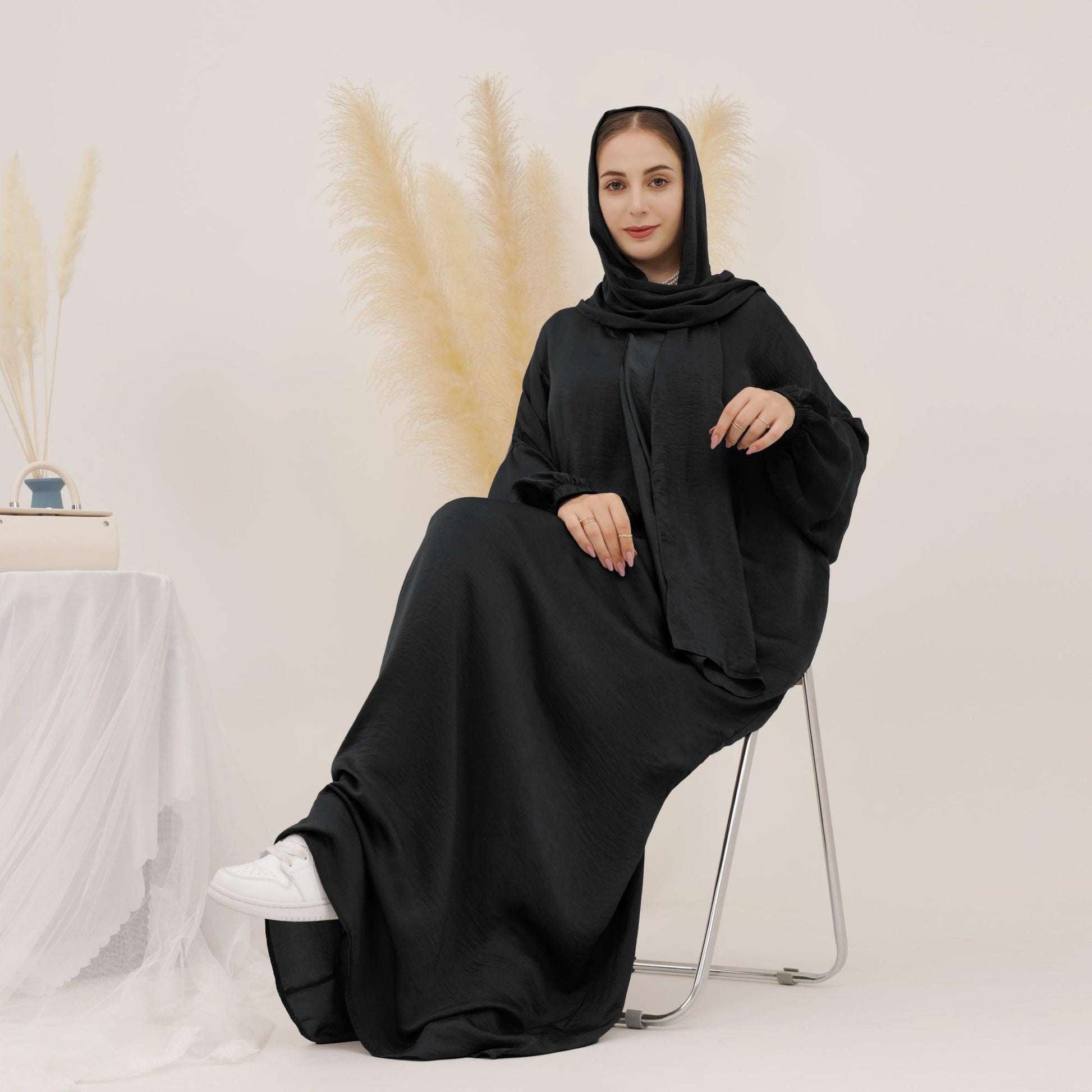 Oversized Maxi Abaya & Headscarf in Black | Eolante Clothing 