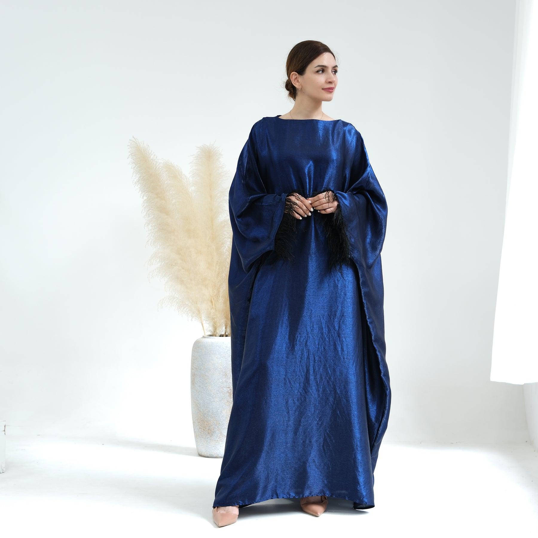 Maxi Dress Abaya & Inner Belt in Royal Blue | Eolante Clothing 