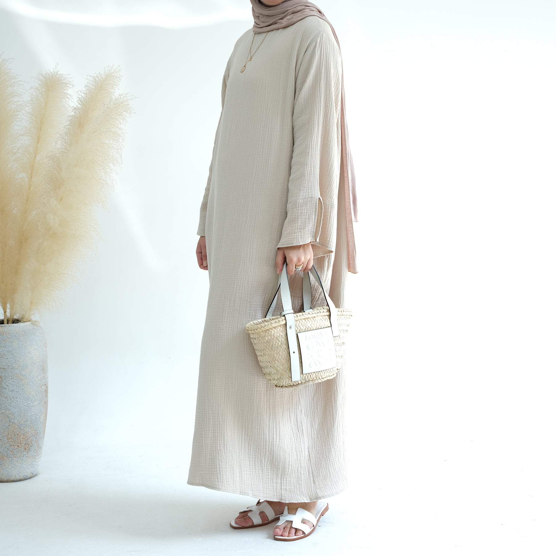 Abaya Maxi Dress in Beige | Eolante Clothing 