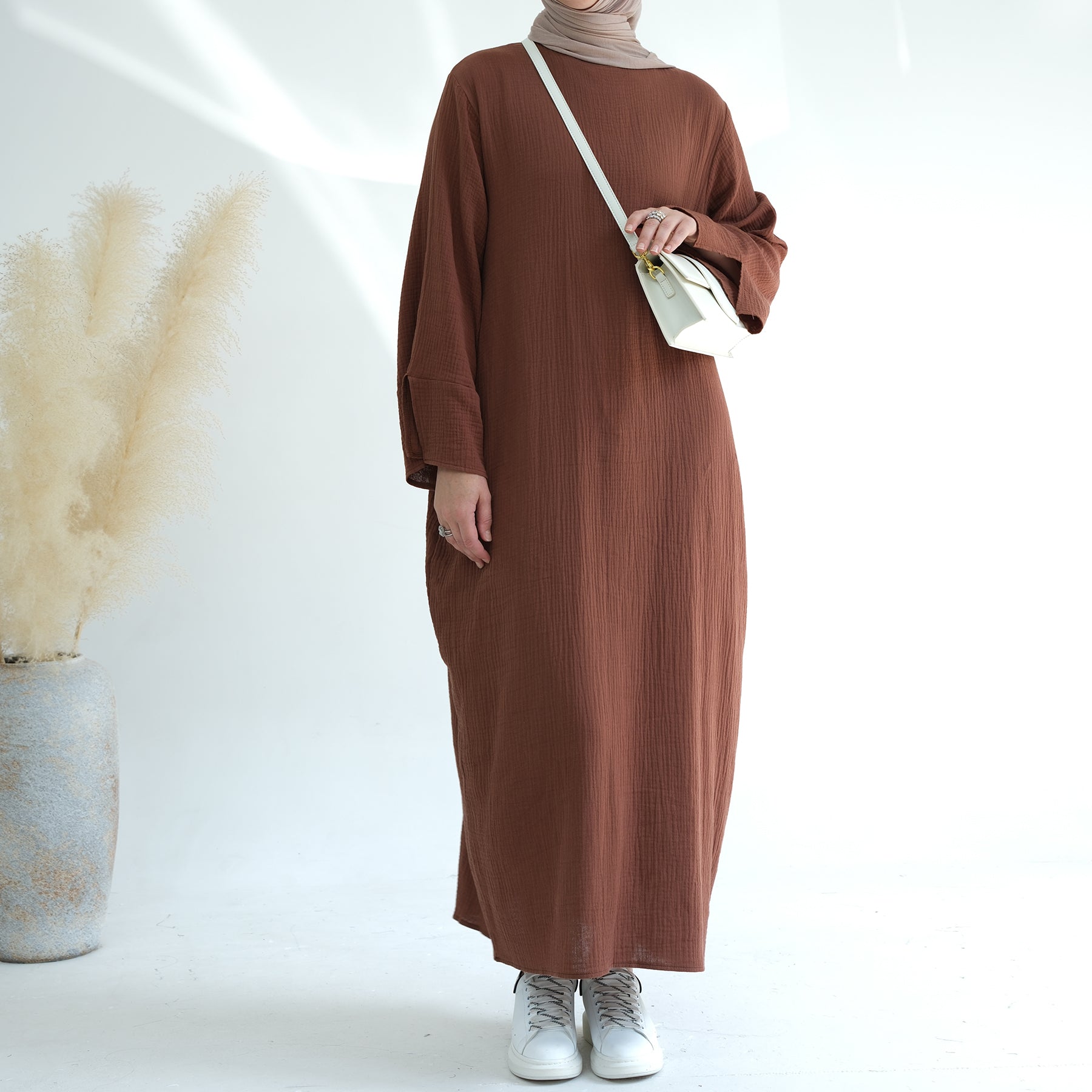 Casual Abaya Maxi Dress in Coffee | Eolante Clothing 