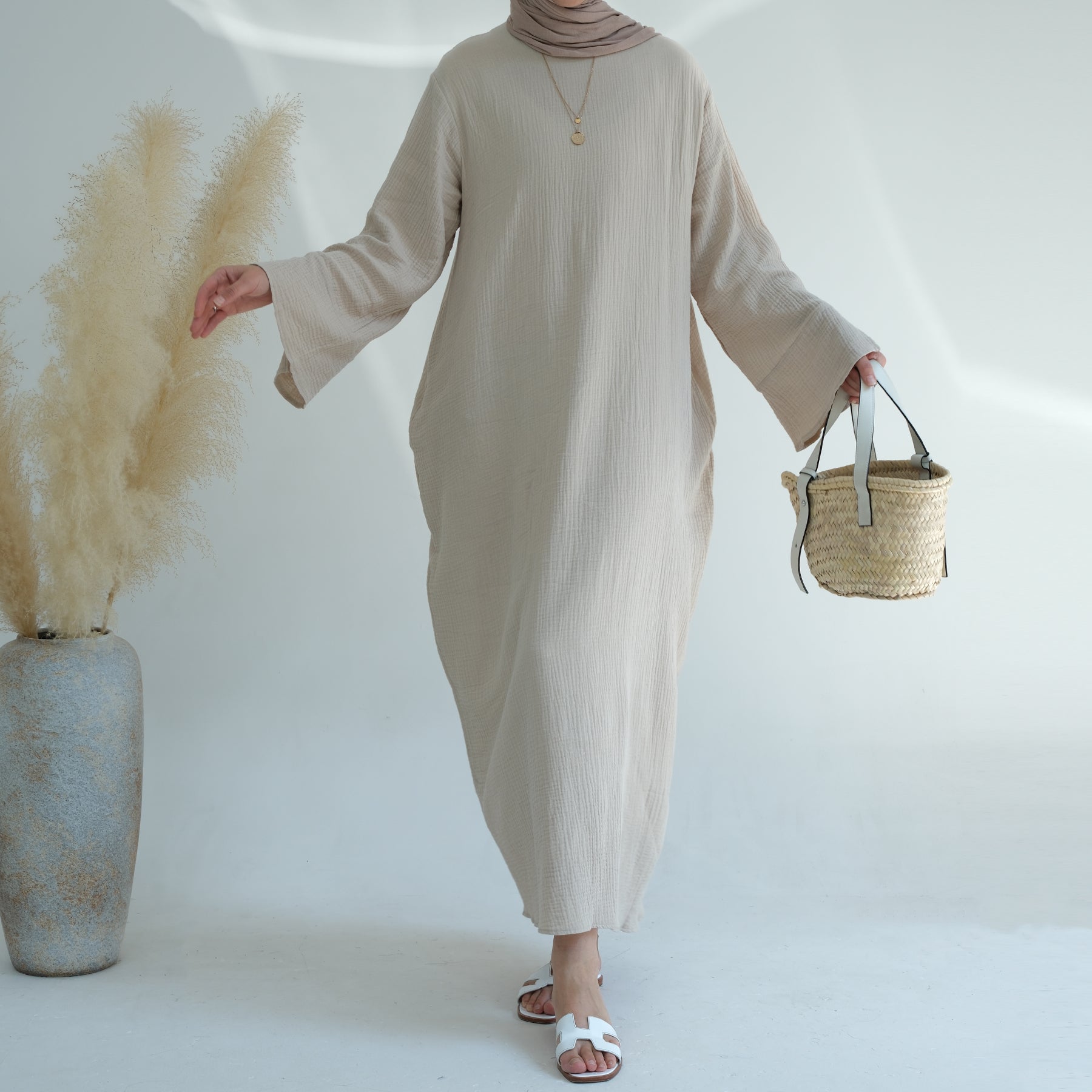 Casual Abaya Dress in Beige | Eolante Clothing 