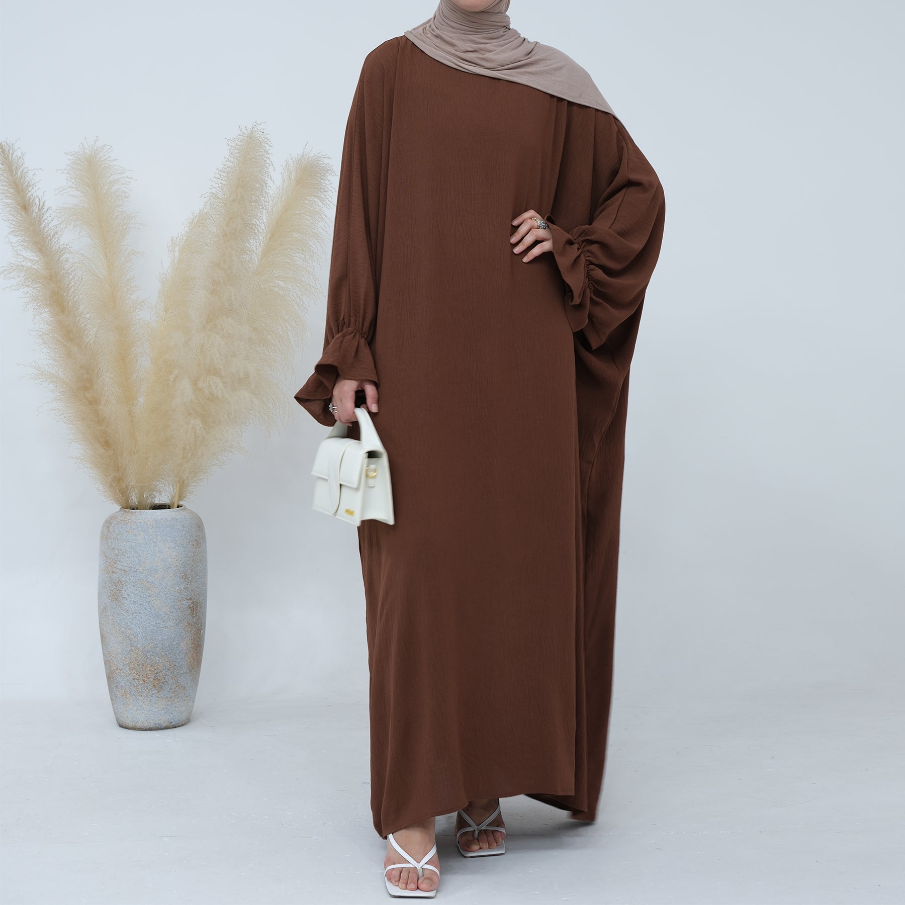 Maxi Dress Abaya in Coffee Color | Eolante Clothing 