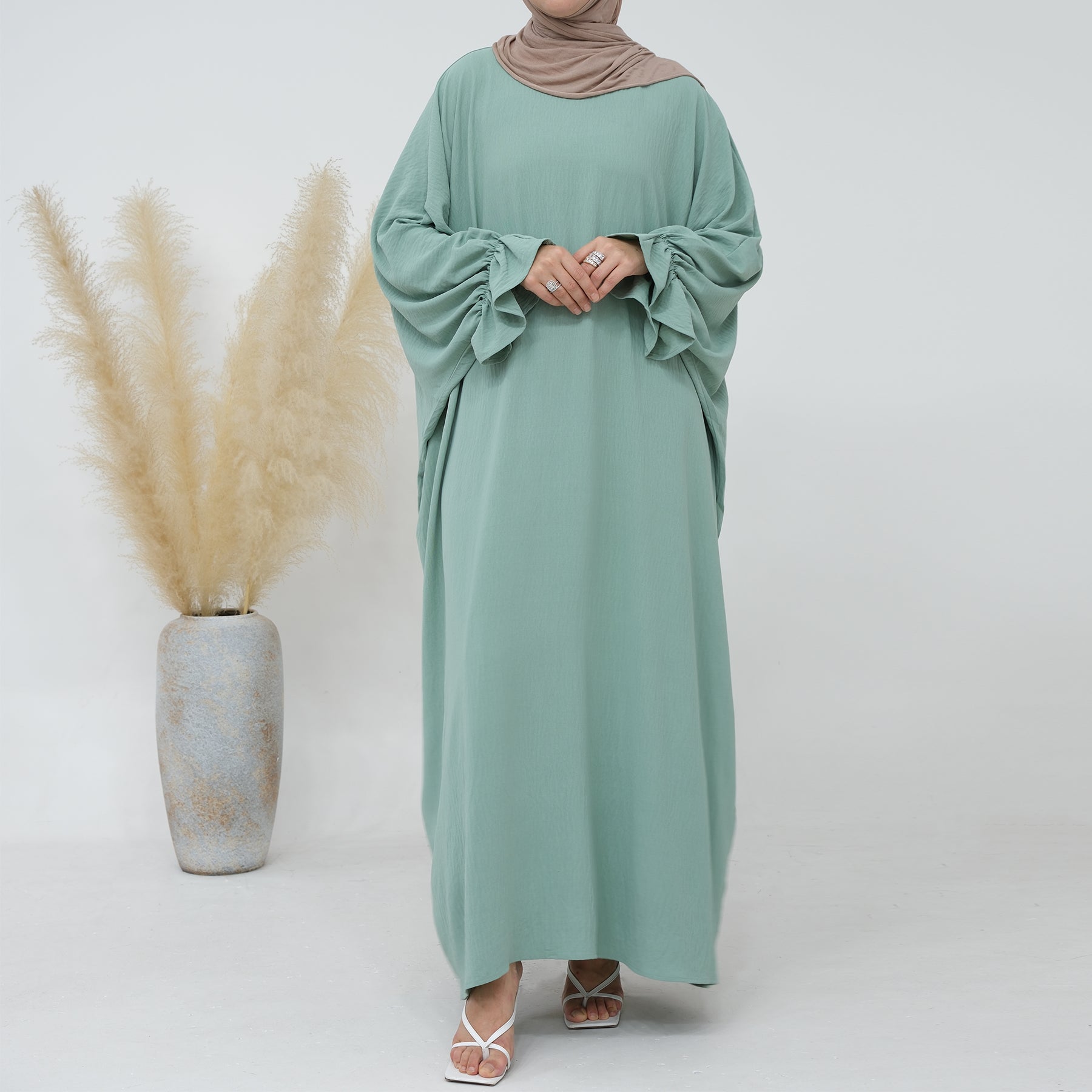 Light Green Maxi Abaya Dress | Eolante Clothing 