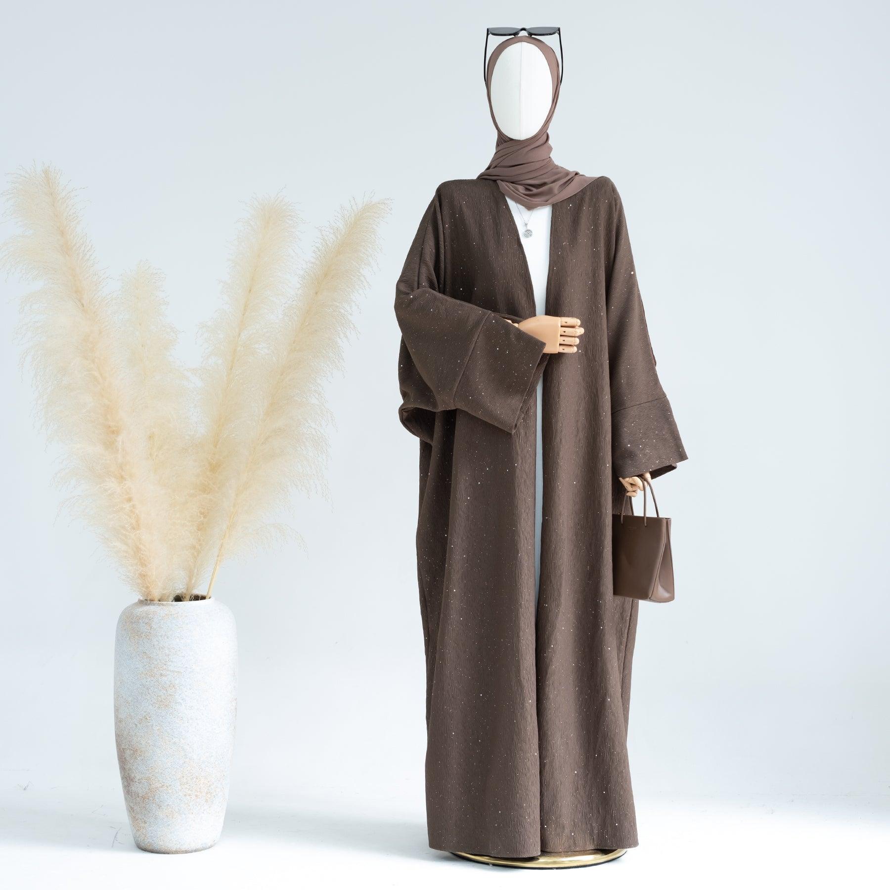 Brown Glittery Abaya Dress | Eolante Clothing