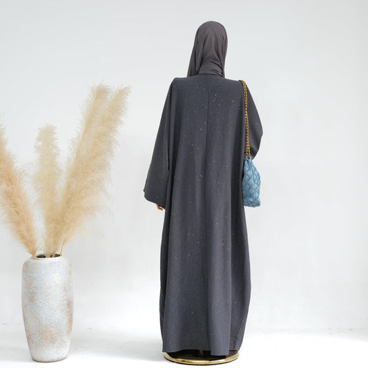 Gray Open Abaya Dress with Glitter | Eolante Clothing