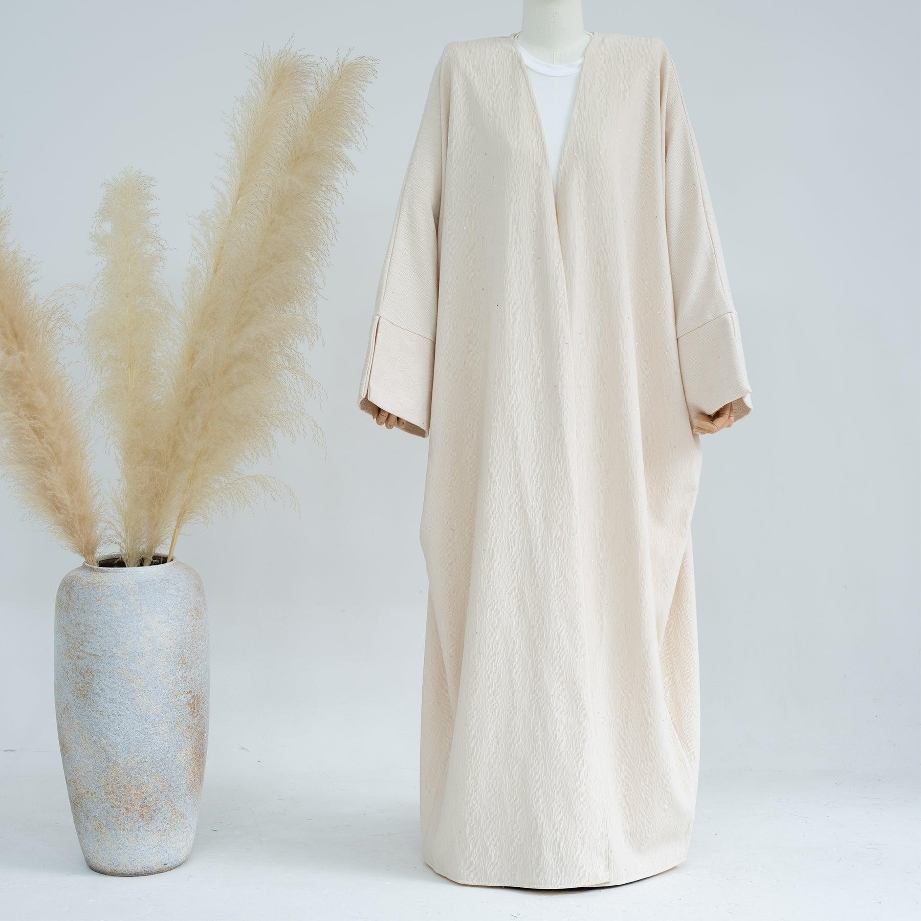 Glittery Abaya Dress in Beige | Eolante Clothing