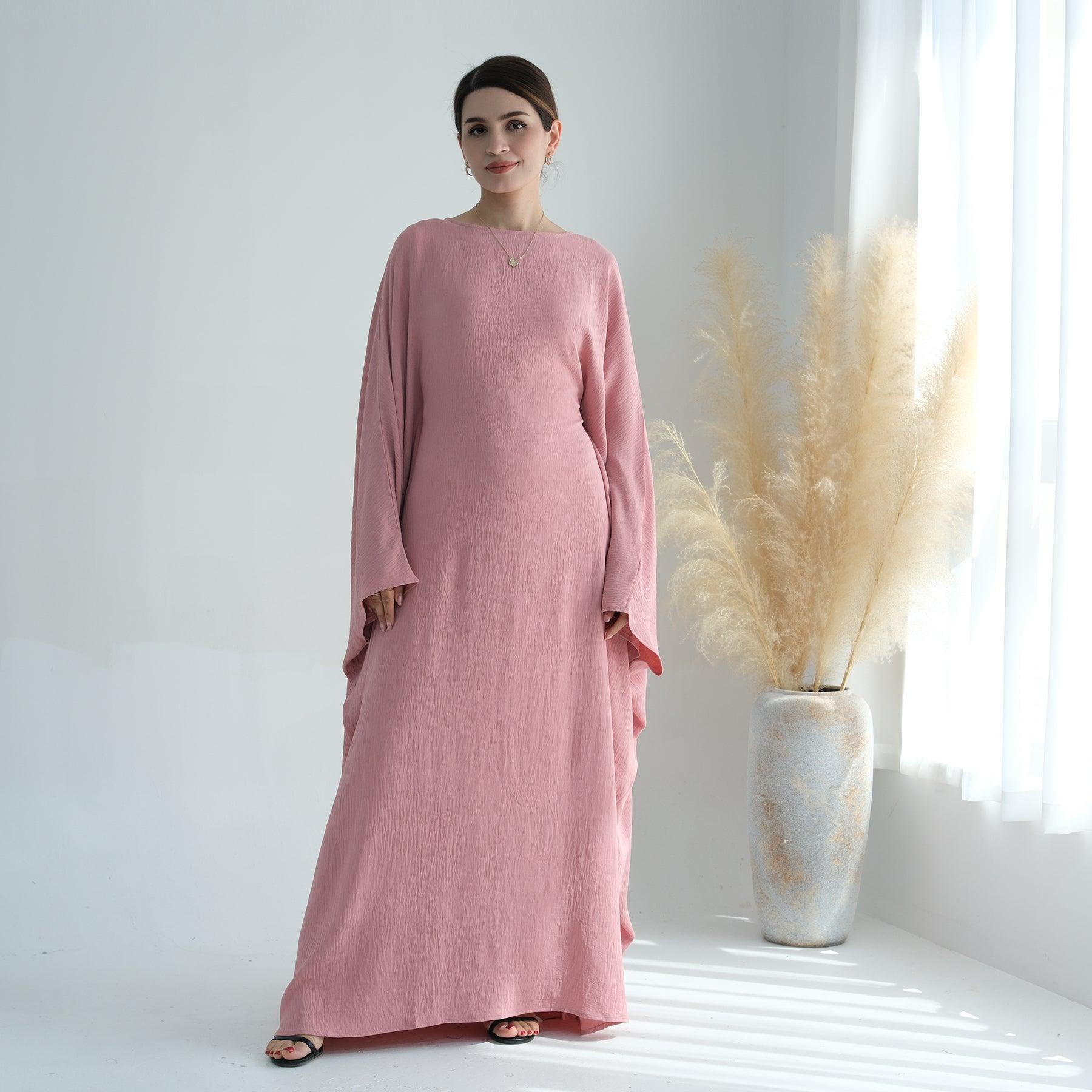 Maxi Dress Abaya in Pink | Eolante Clothing 