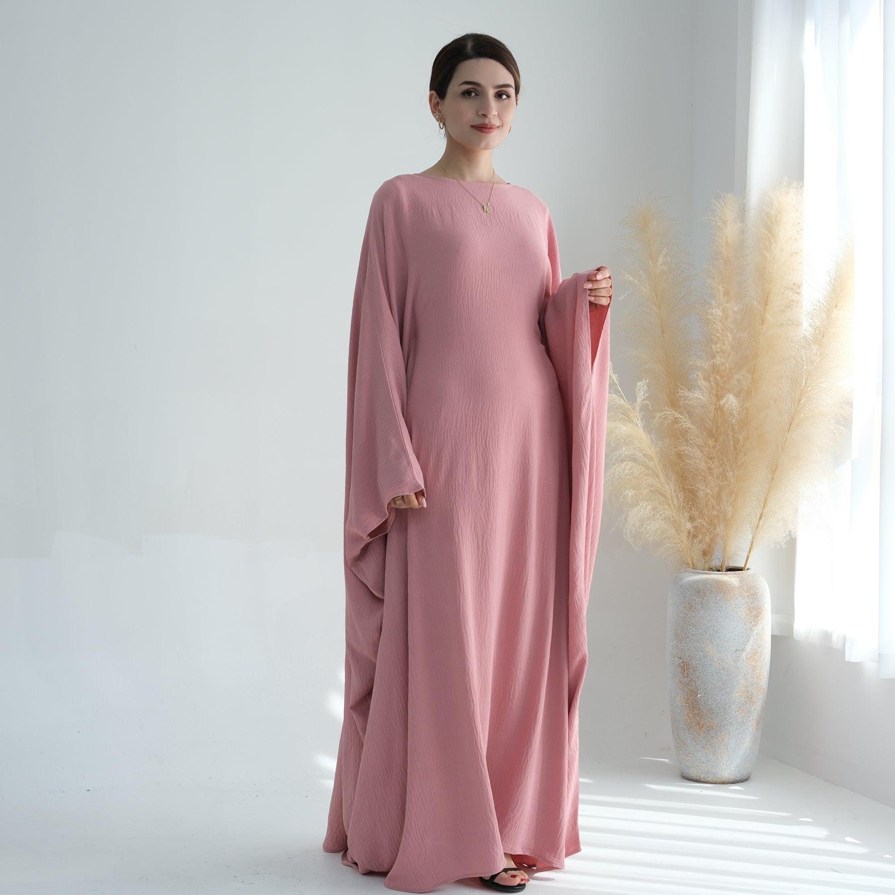 Butterfly-Sleeve Maxi Abaya in Pink | Eolante Clothing 