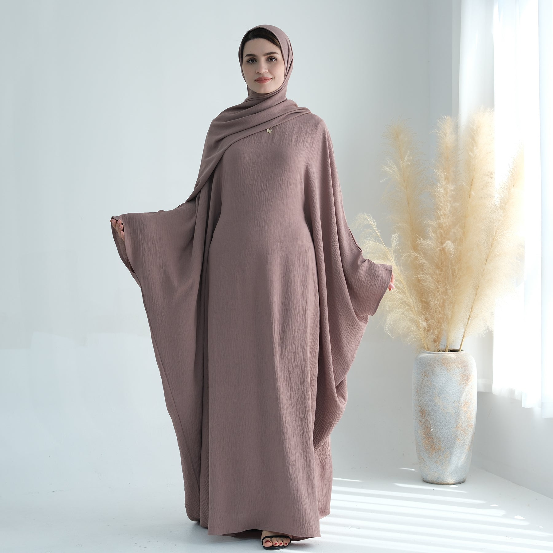 Waist Butterfly-Sleeve Abaya Dress | Eolante Clothing 