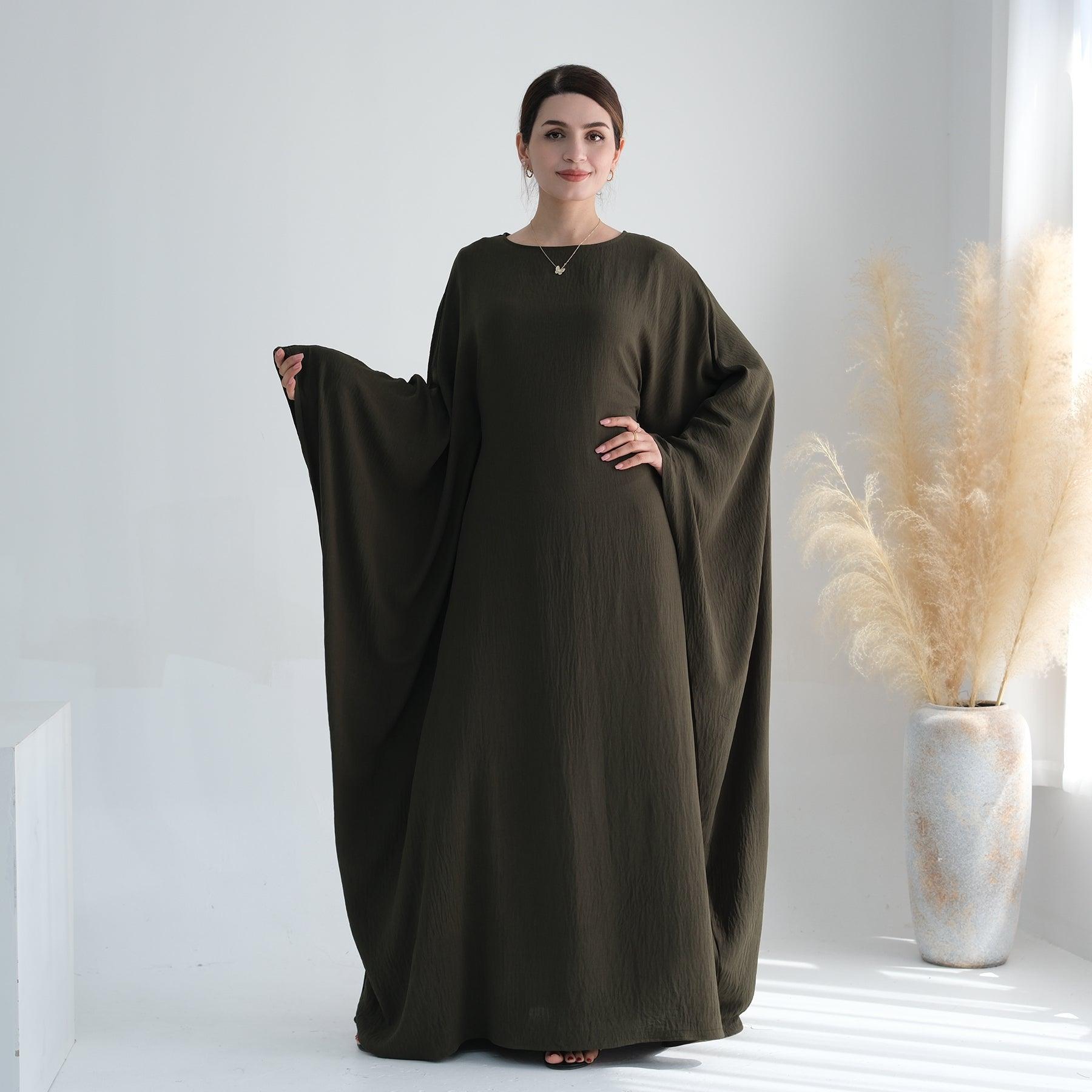 Army Green Cinched Waist Abaya Dress | Eolante Clothing 