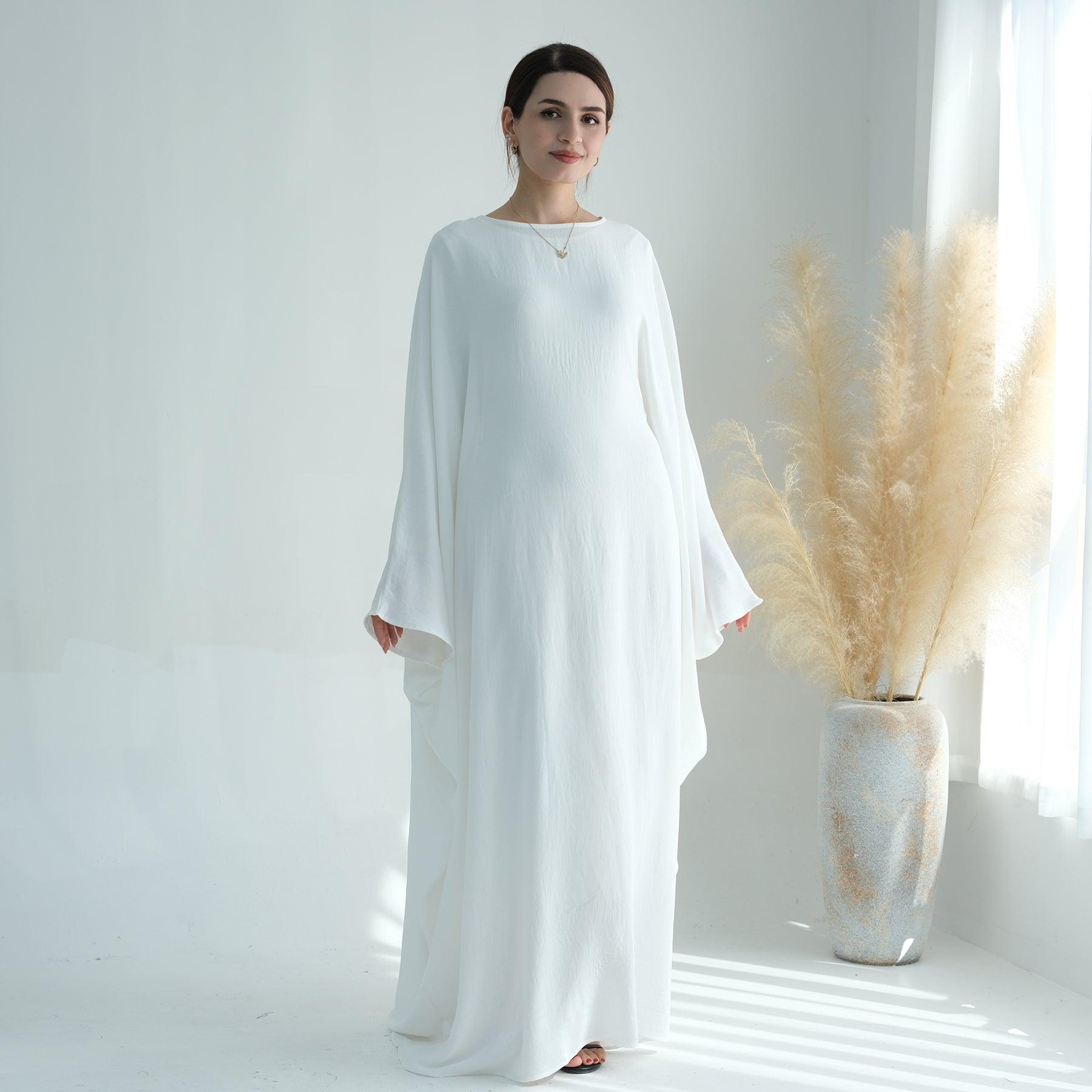 Cinched Abaya Dress in White | Eolante Clothing 