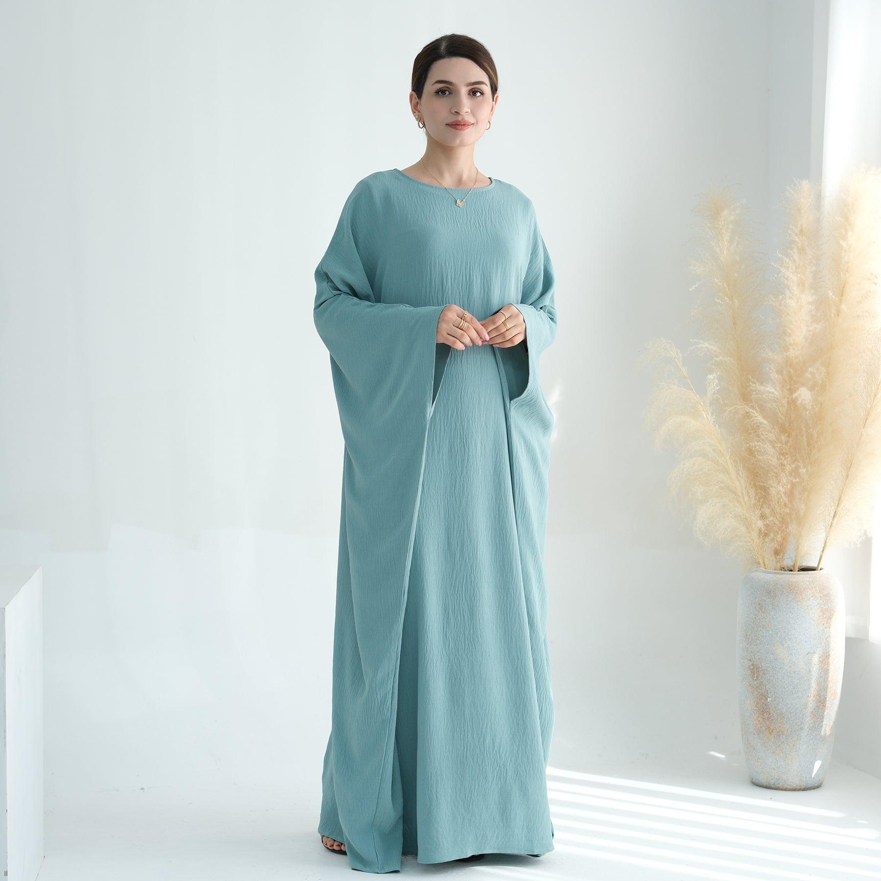 Cinched Maxi Abaya in Jade Green | Eolante Clothing 