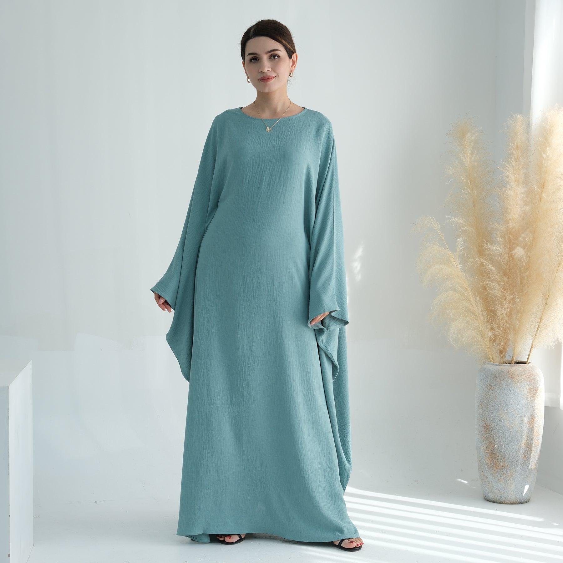 Butterfly-Sleeve Abaya Dress in Jade Green | Eolante Clothing 