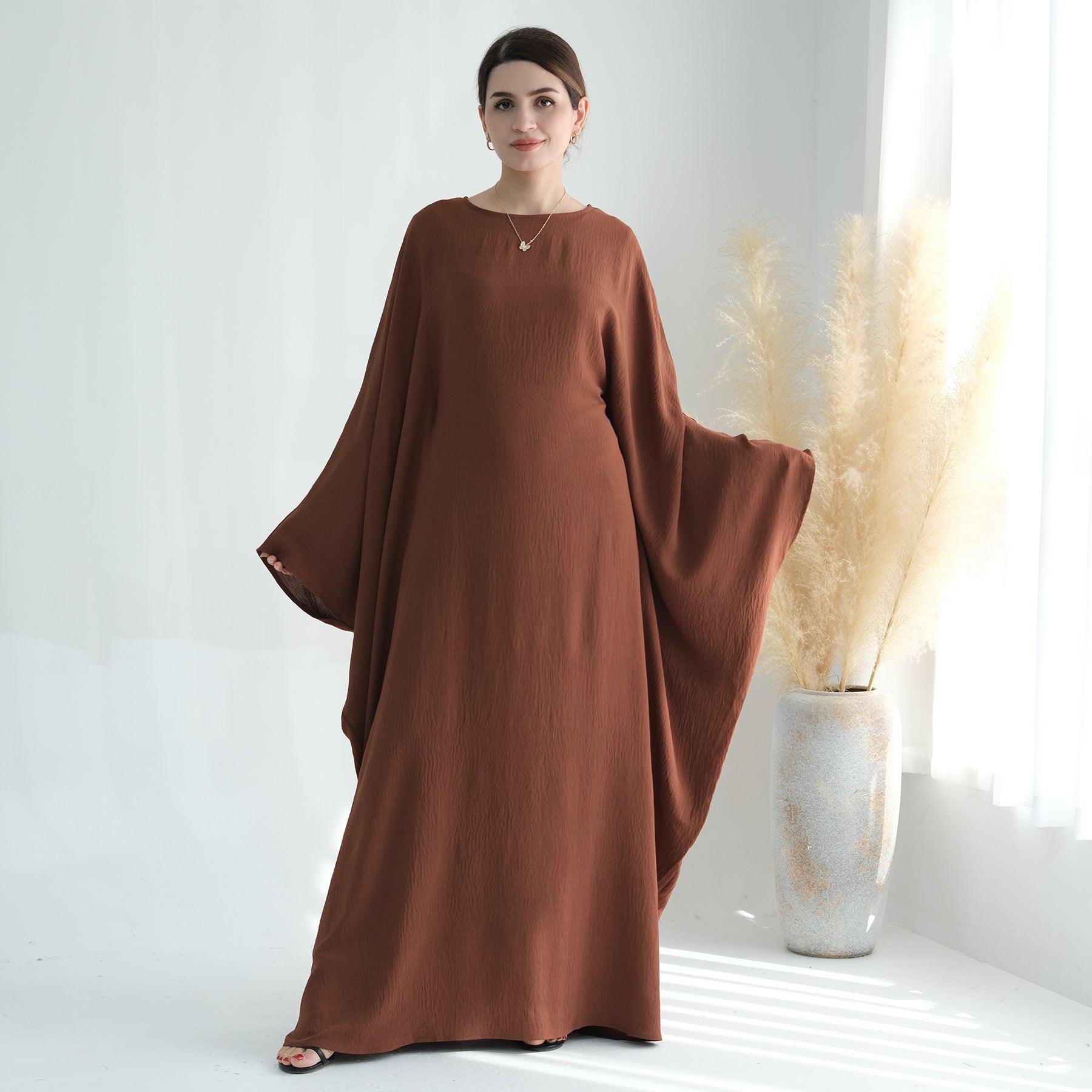 Coffee Cinched Waist Abaya Dress | Eolante Clothing 