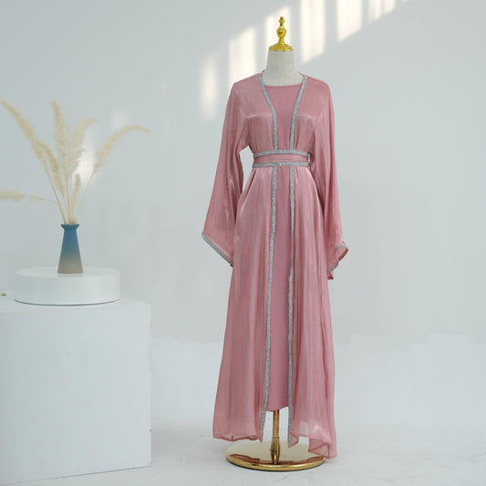 Satin Abaya in Petal Pink | Eolante Clothing