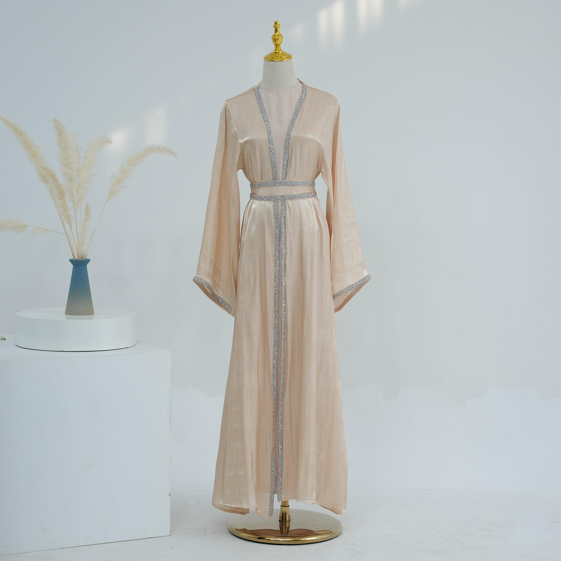 Satin Abaya in Beige | Eolante Clothing