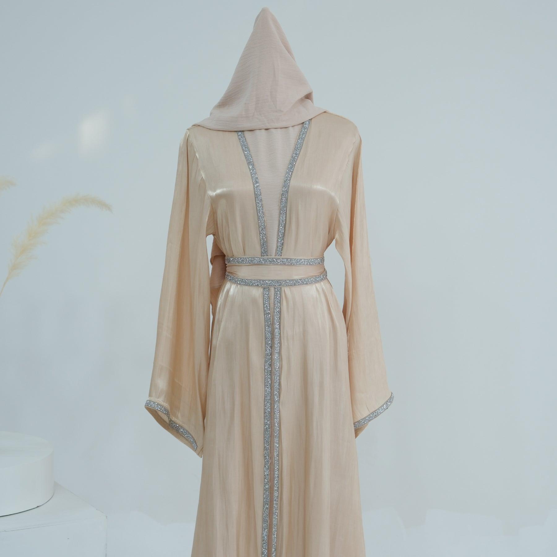 Open Abaya in Satin Beige | Eolante Clothing