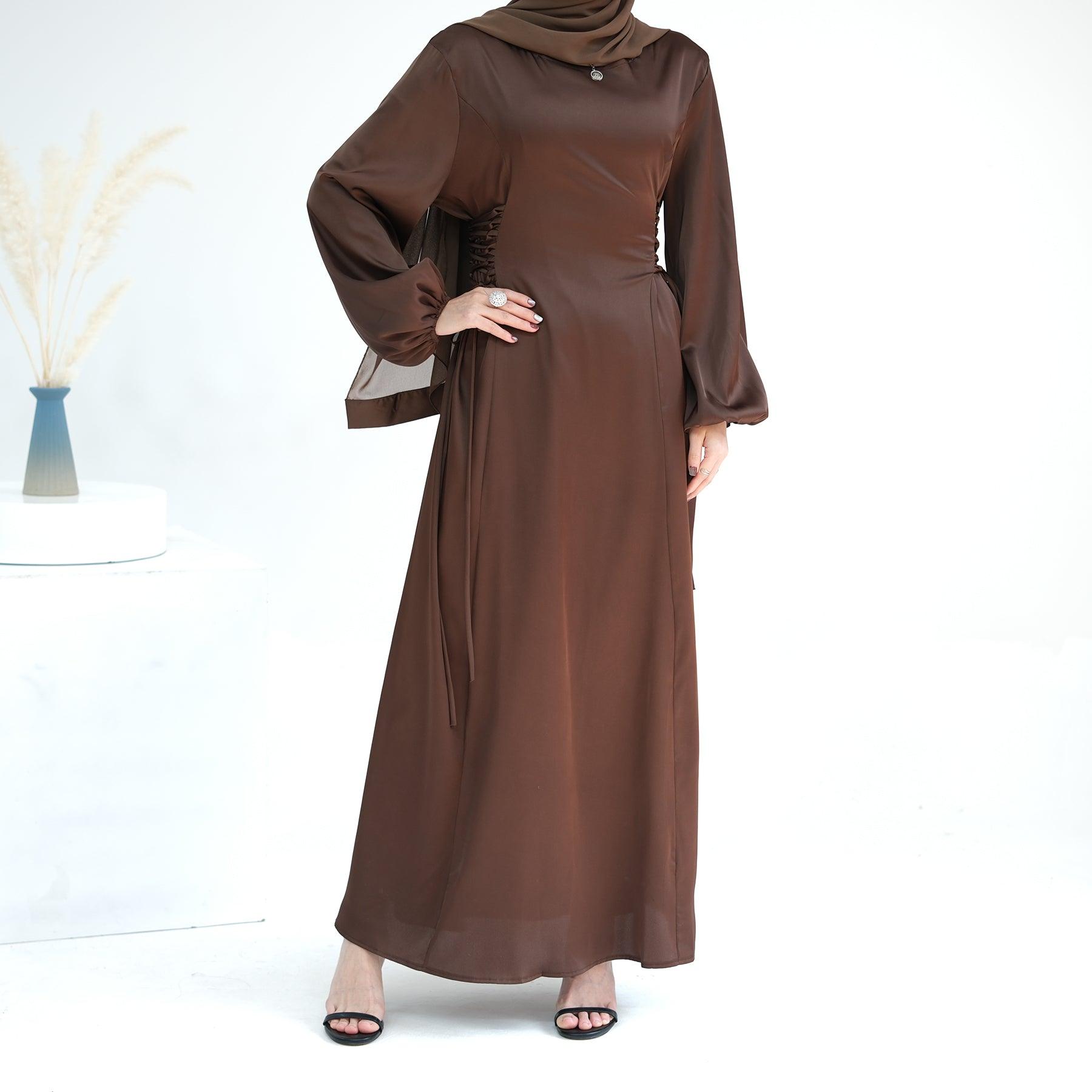 Cinched Abaya Dress in Coffee | Eolante Clothing 