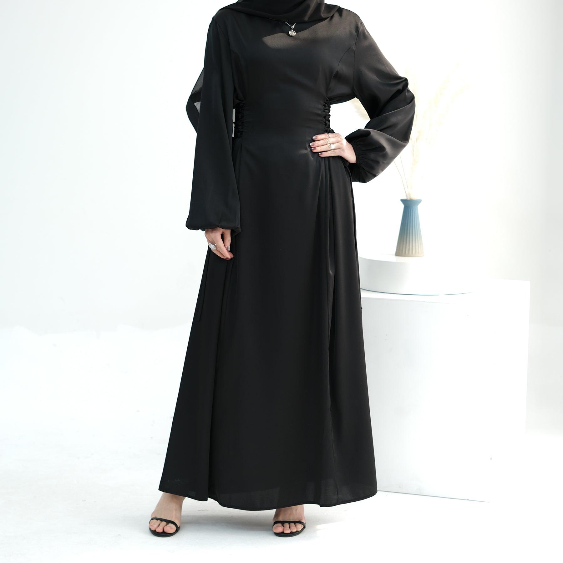 Black Cinched Abaya Dress | Eolante Clothing 