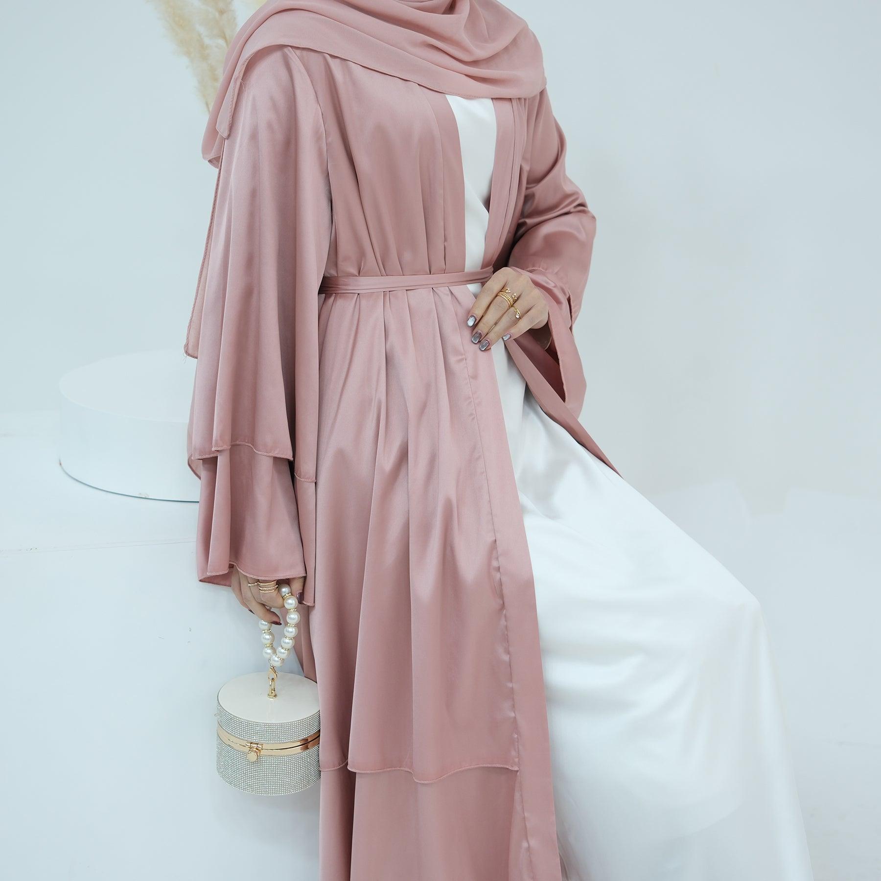 Satin Abaya in Pink | Eolante Clothing 