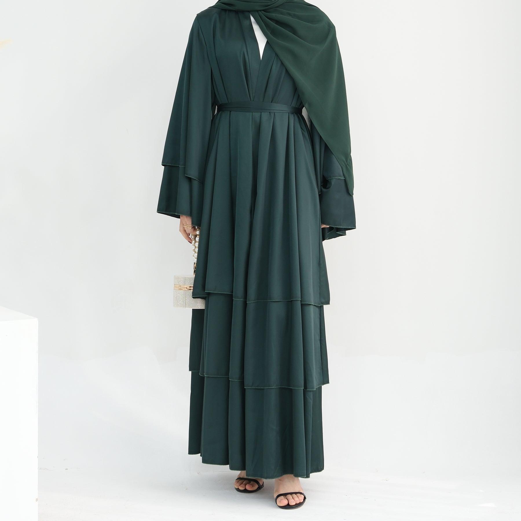 Dark Green Abaya with Bell Sleeves | Eolante Clothing 