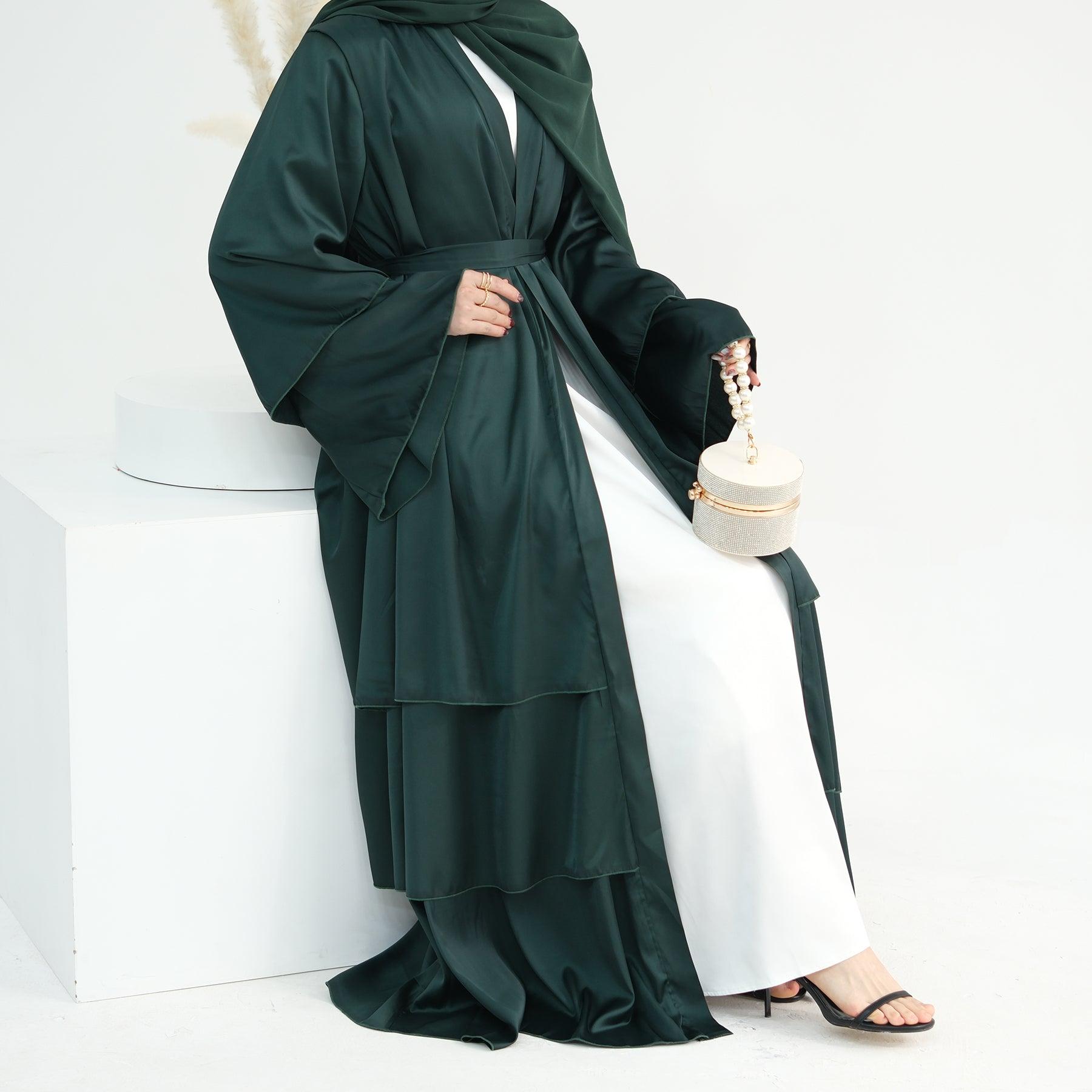 Bell Sleeves Abaya in Dark Green | Eolante Clothing 