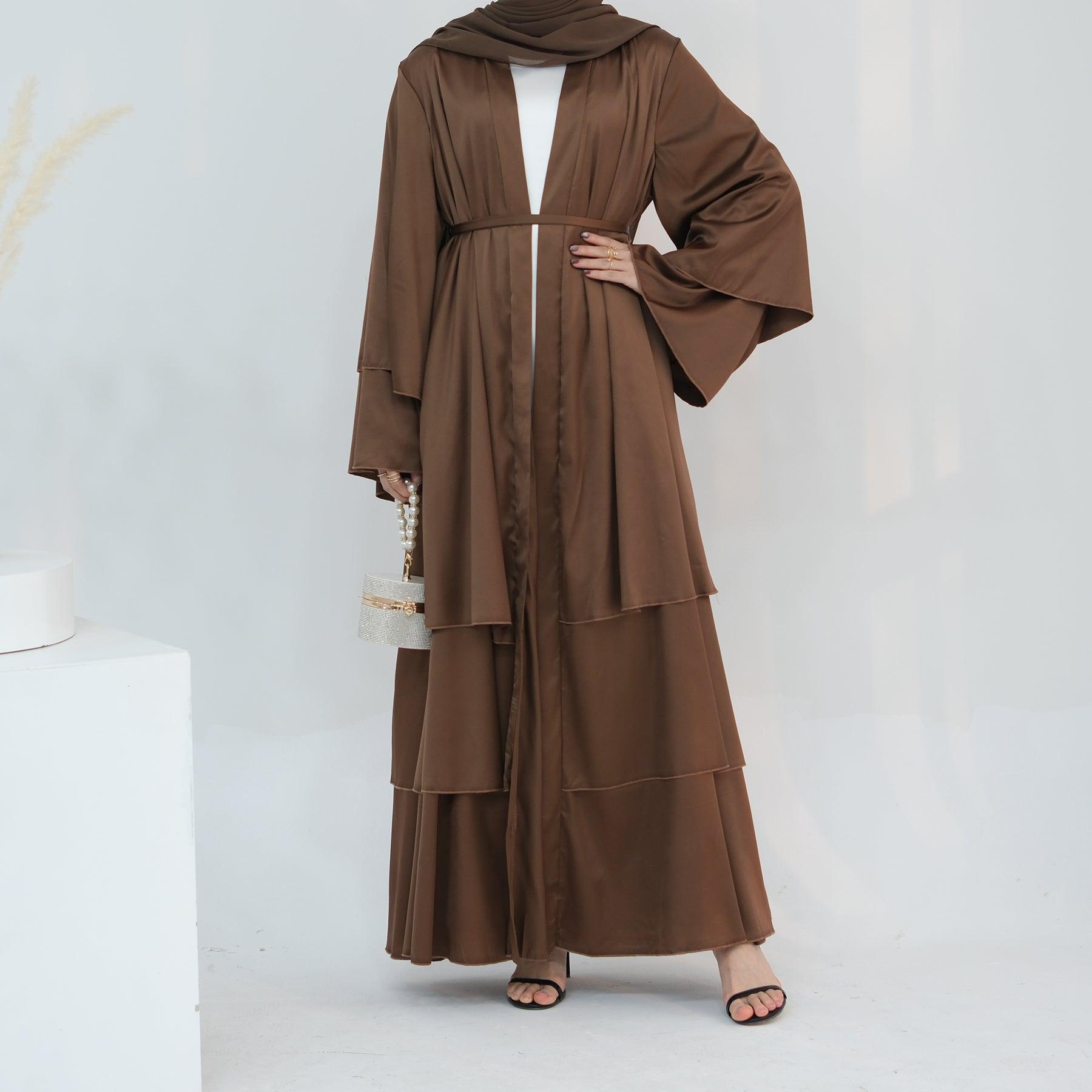 Satin Open Abaya for Muslim Women | Eolante Clothing 