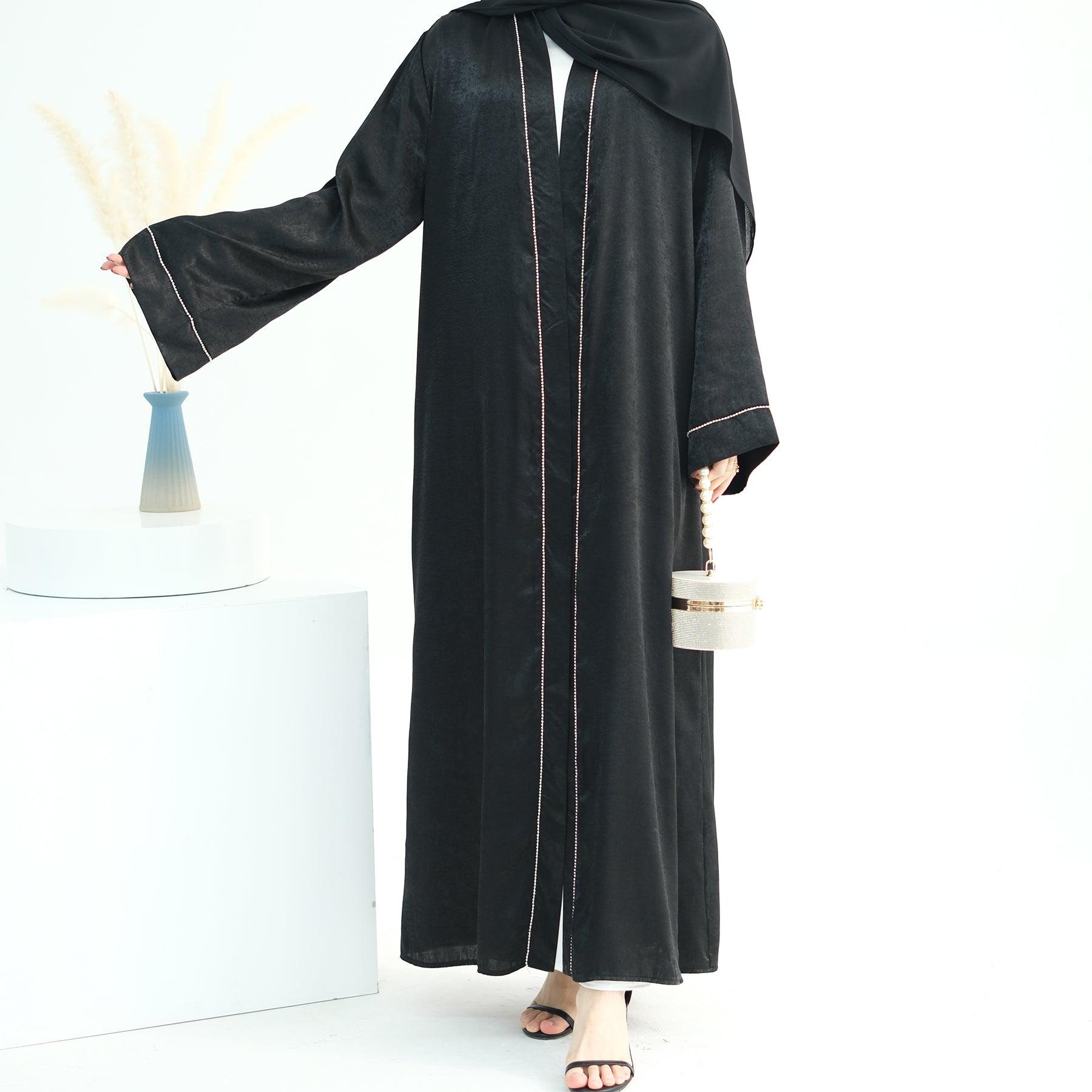 Embroidered Open Abaya with Hijab - NERIAH - Eolante Clothing