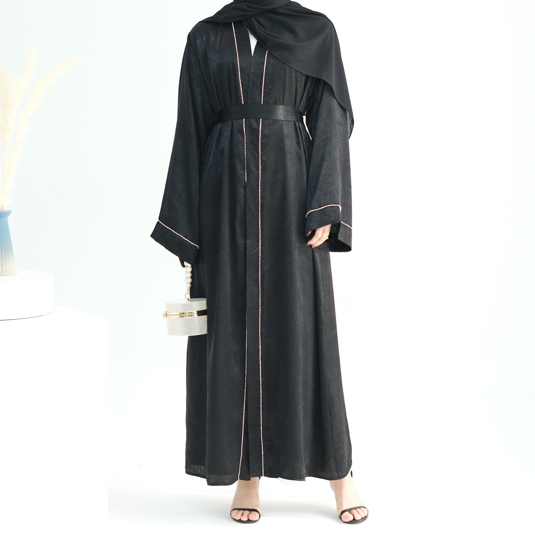 Embroidered Open Abaya with Hijab - NERIAH - Eolante Clothing