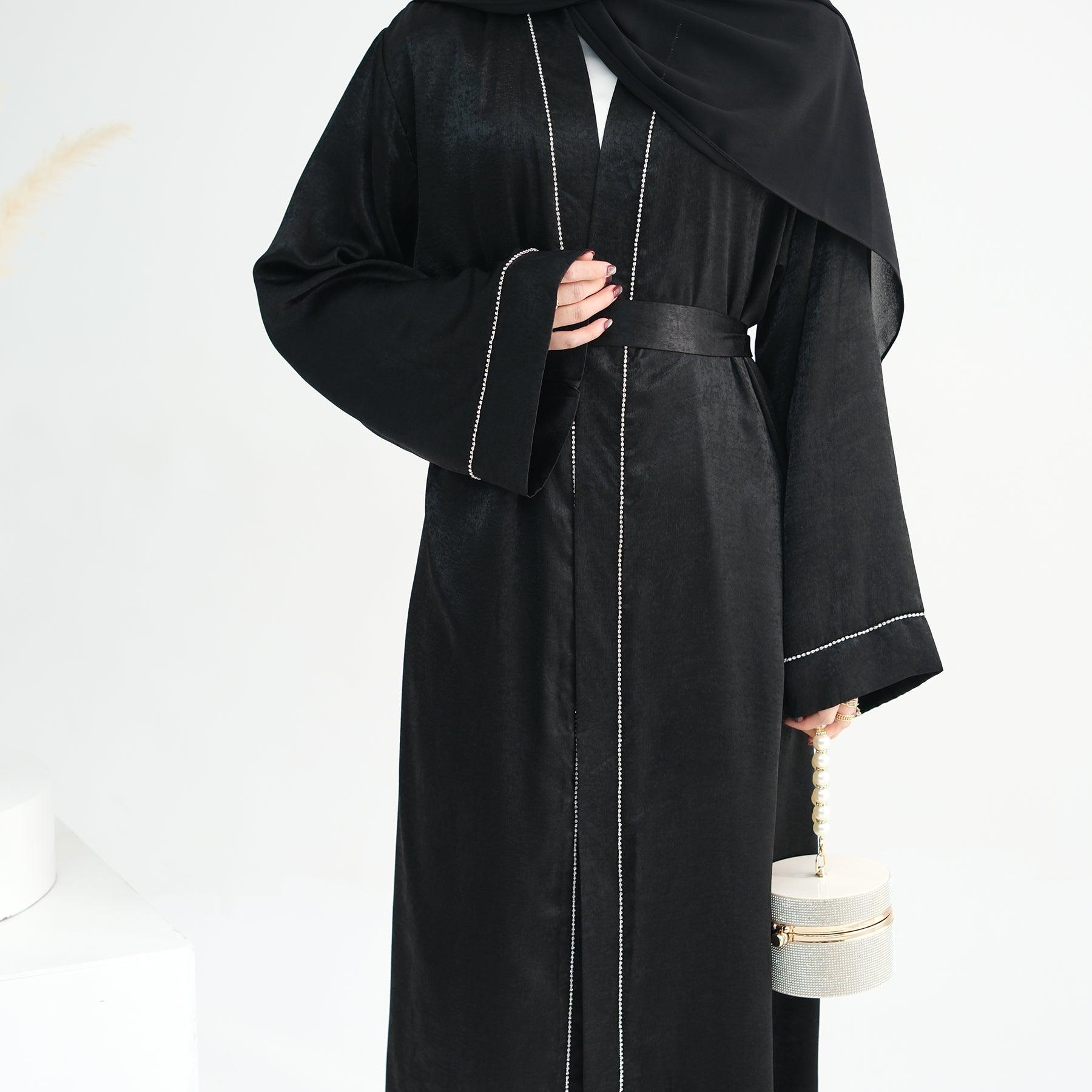 Embroidered Open Abaya with Hijab - NERIAH - Eolante Clothing