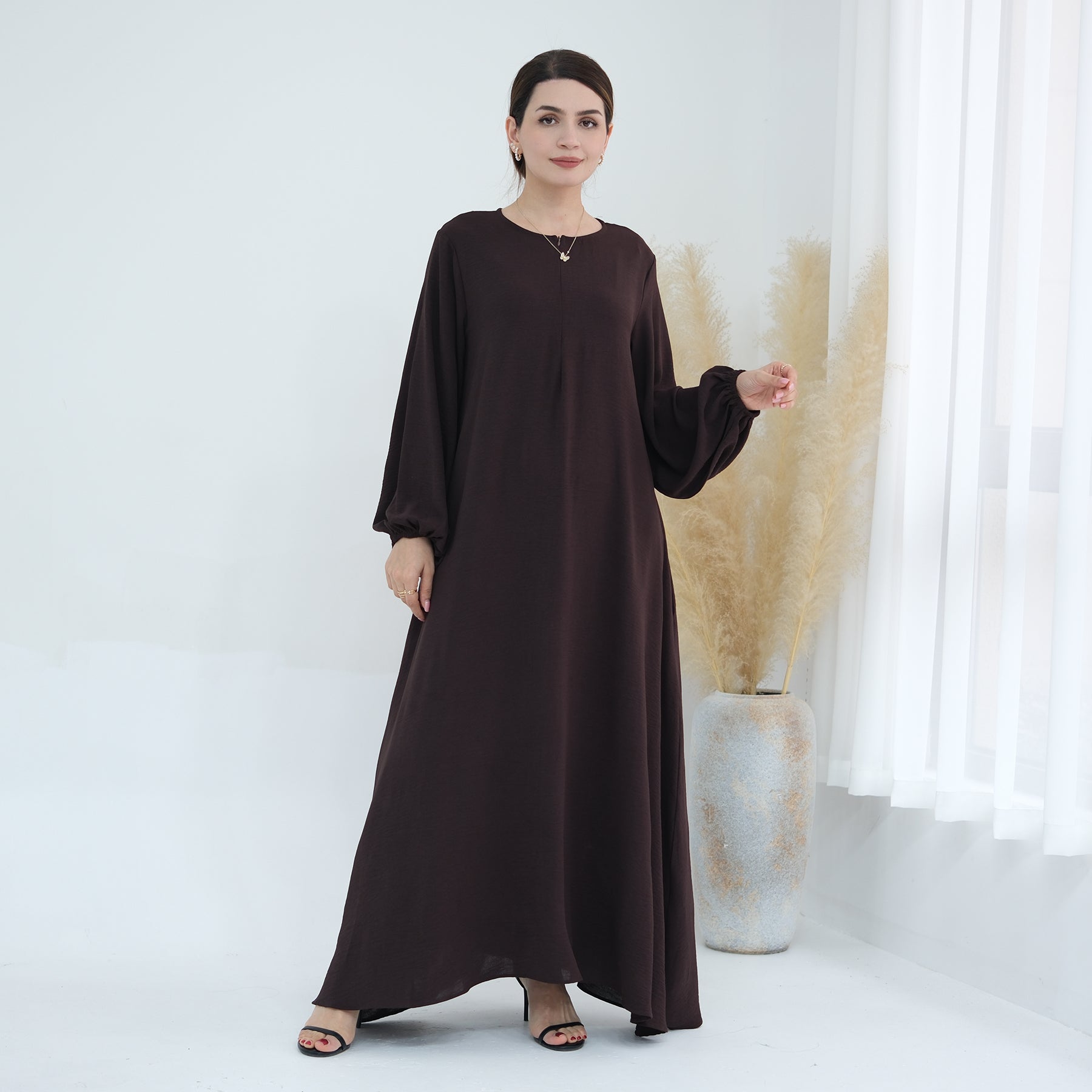 Abaya Maxi Dress in Dark Coffee | Eolante Clothing 