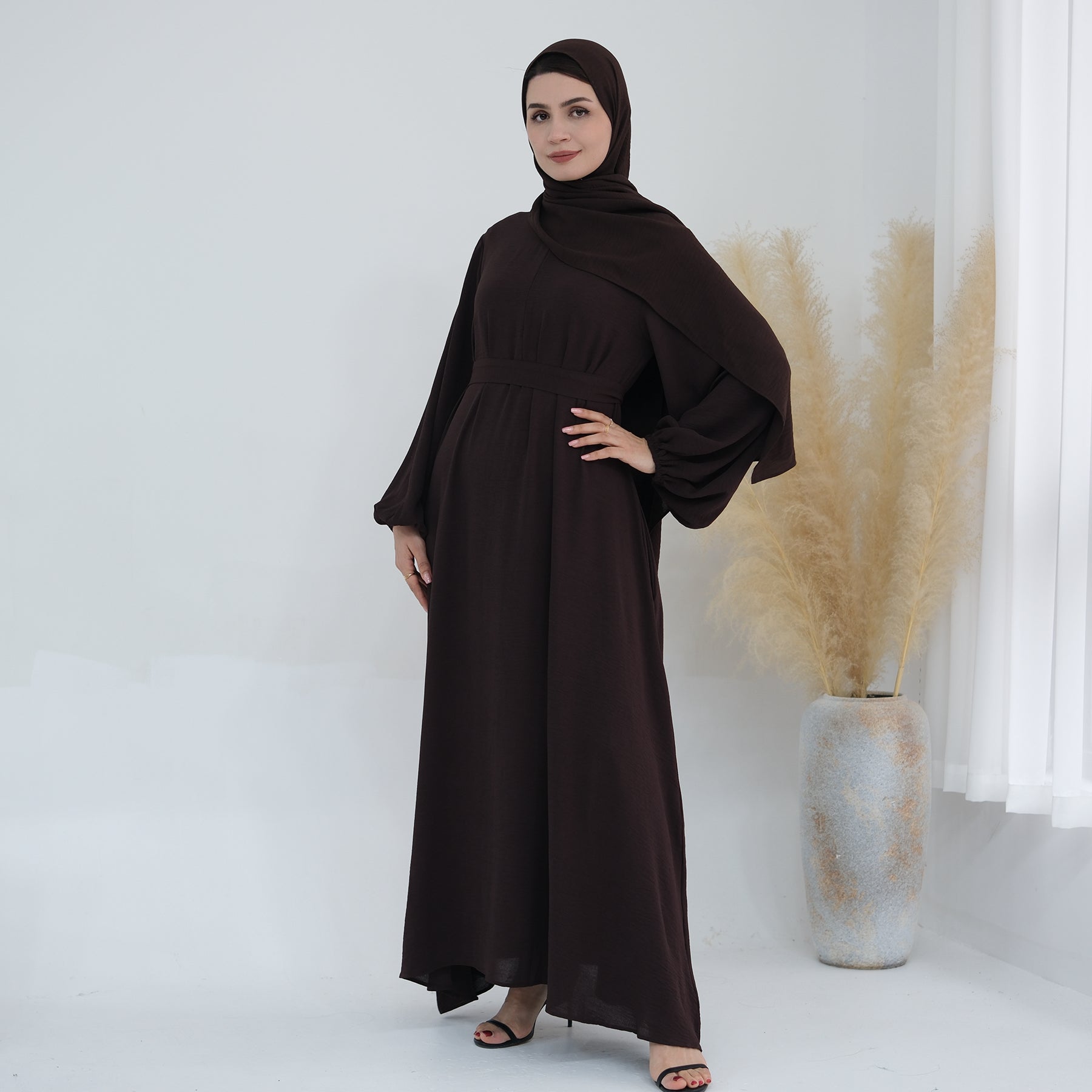 Abaya Maxi Dress in Dark Coffee | Eolante Clothing 