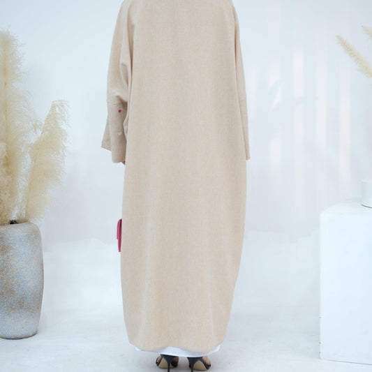 Heart Embroidered in Open Abaya | Eolante Clothing 