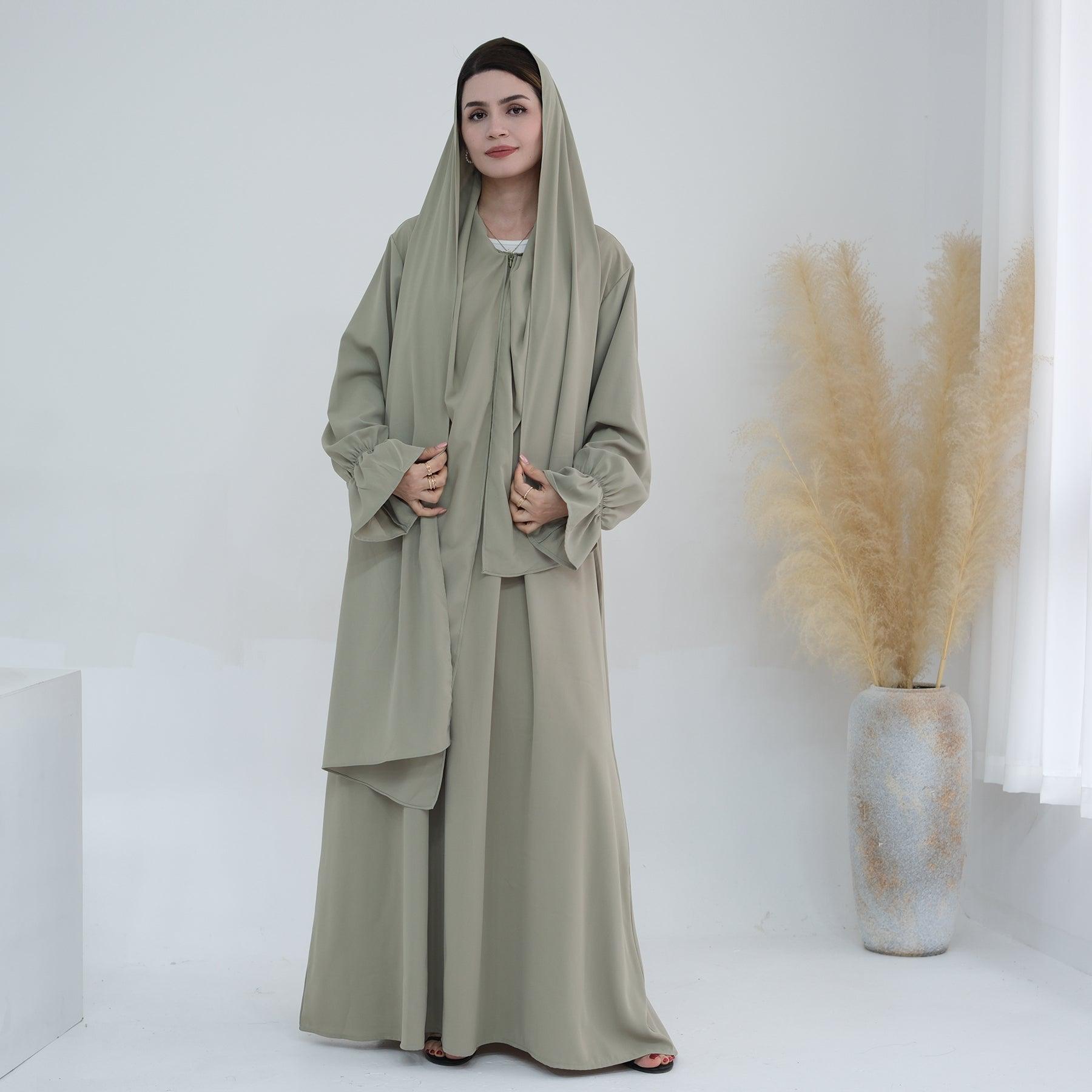 Abaya Dress with Hijab in Mint Green | Eolante Clothing 