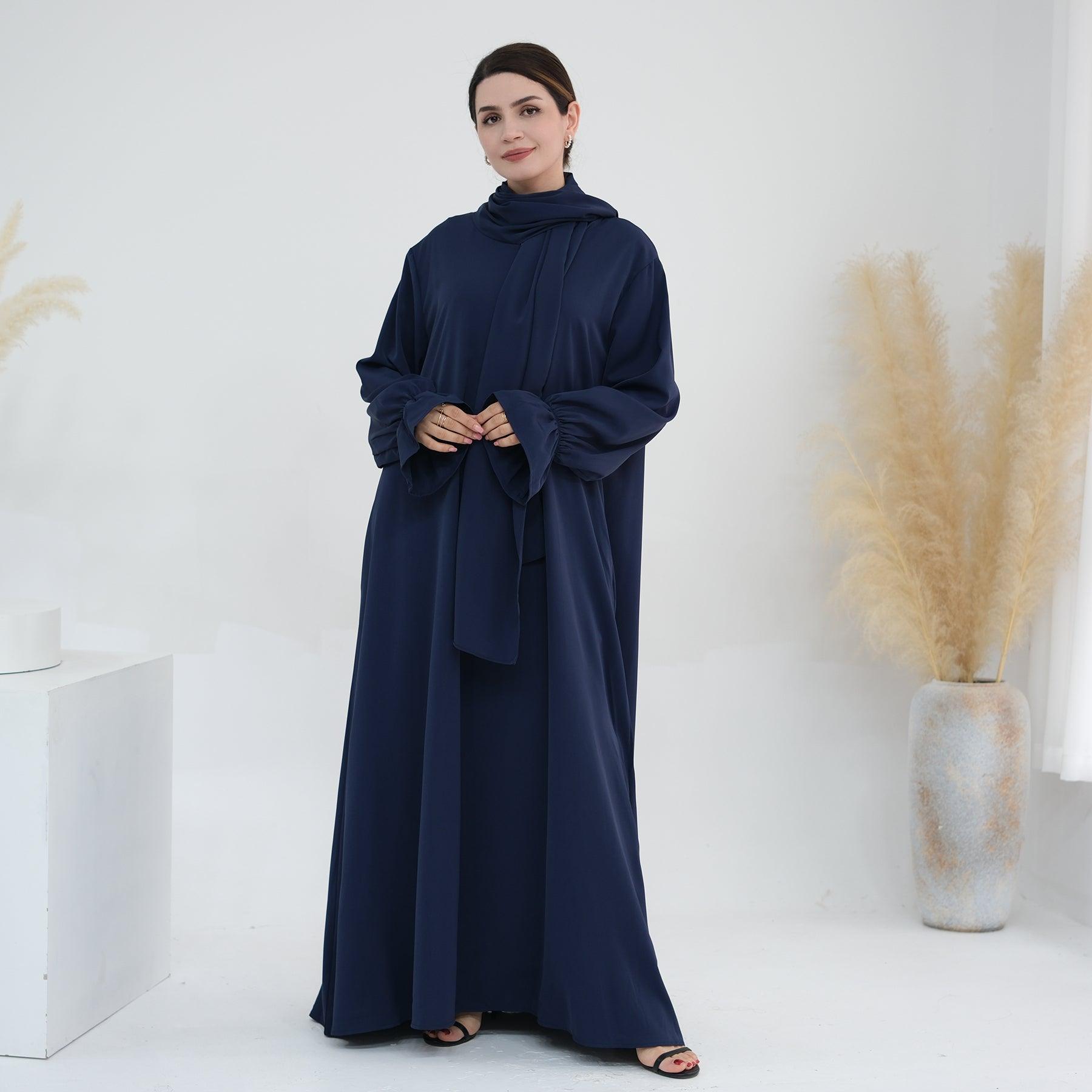 Navy Cuffed Sleeve Abaya Dress | Eolante Clothing 