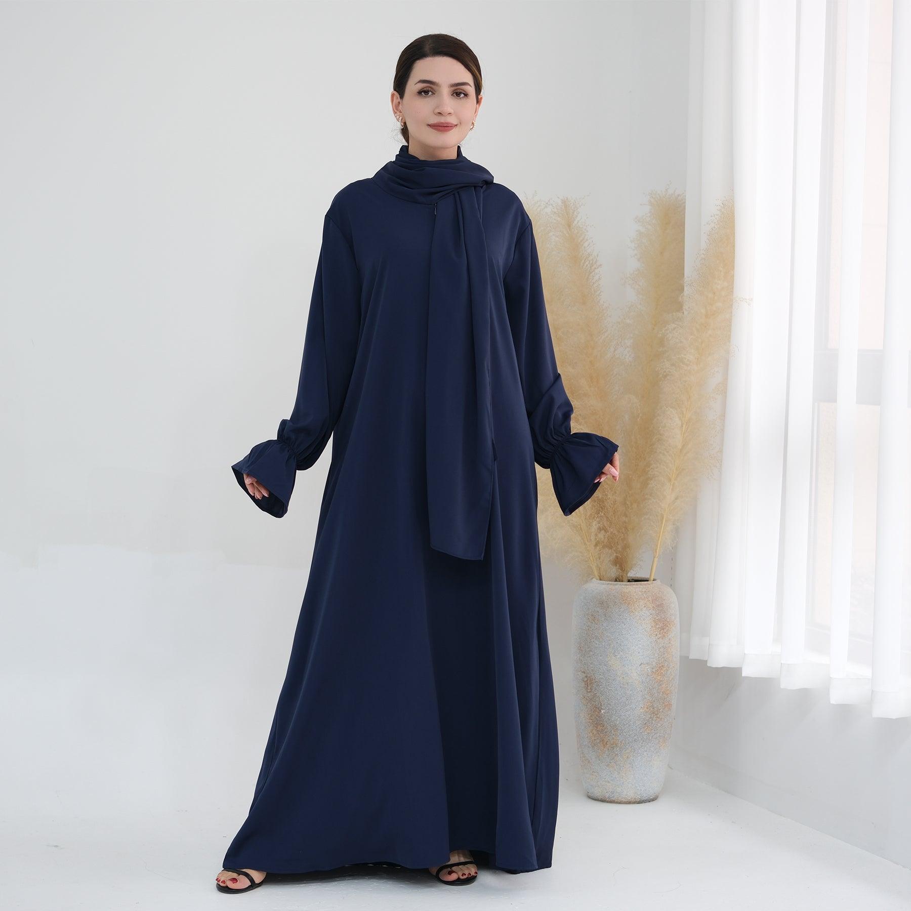 Cuffed Sleeves Abaya in Navy | Eolante Clothing 