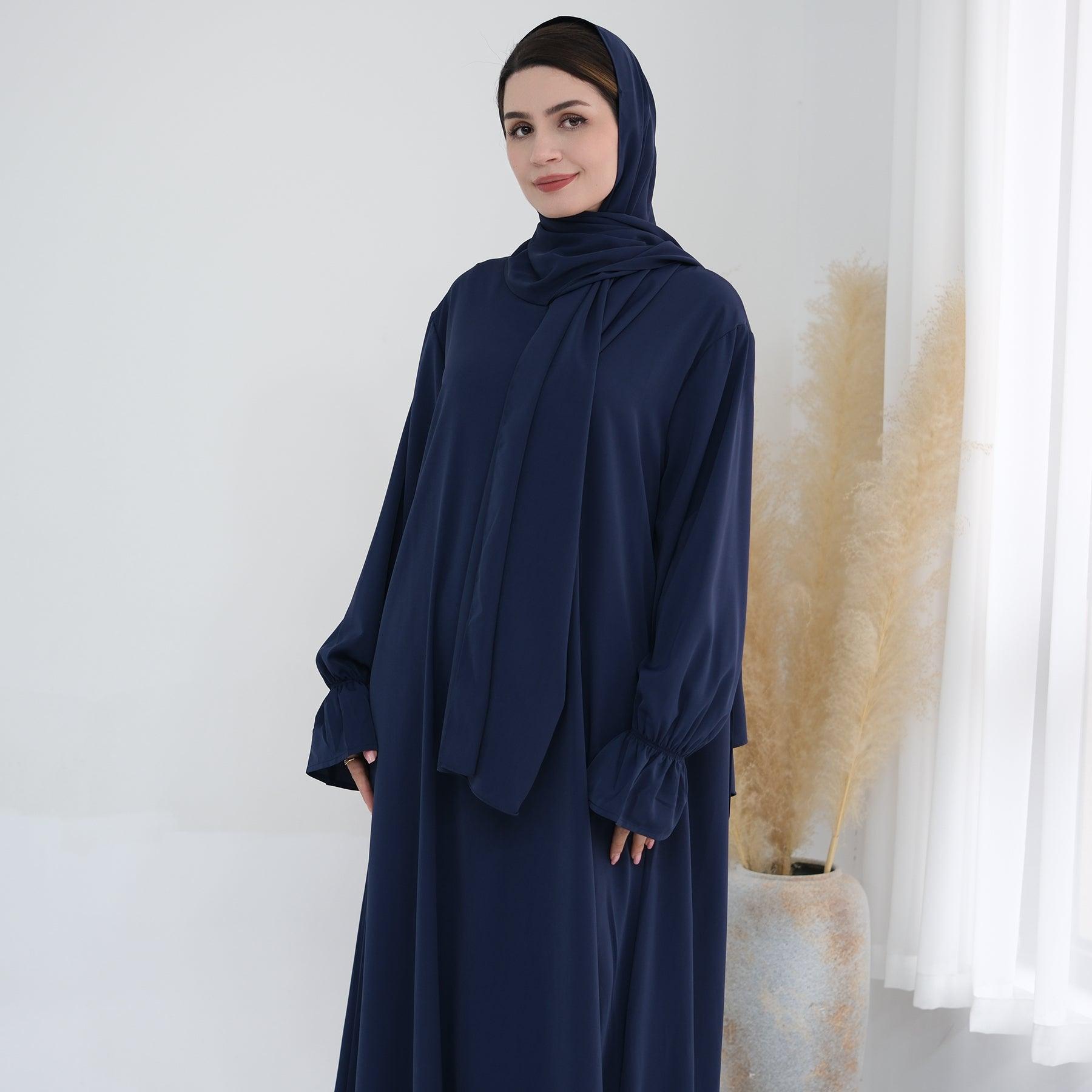 Bat Cuffed Abaya Dress in Navy | Eolante Clothing 